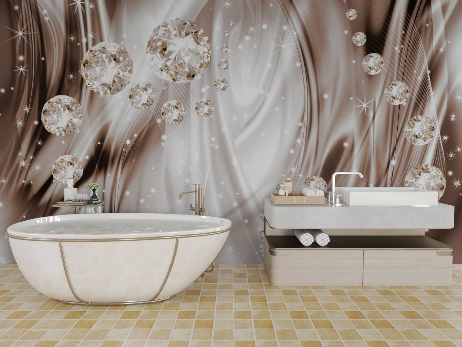 Fototapeta hnedý hodváb so zlatými doplnkami