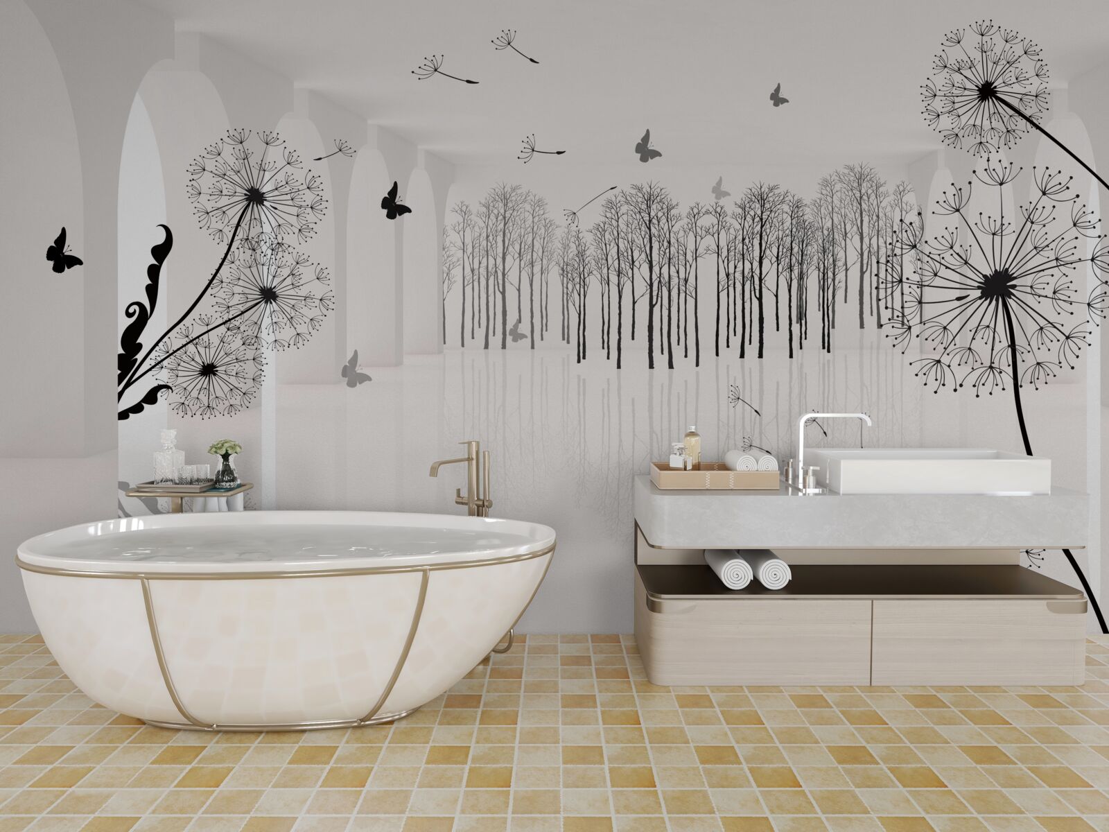 Fototapeta perspektíva púpav v tuneli