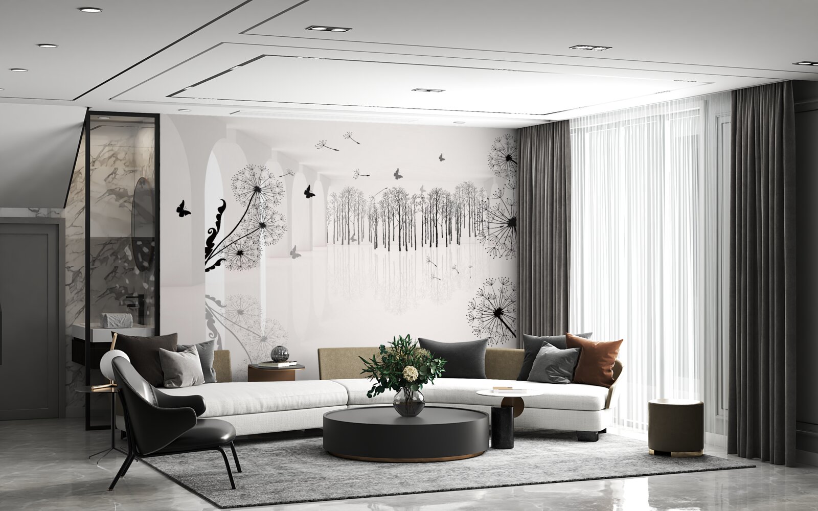 Fototapeta perspektíva púpav v tuneli