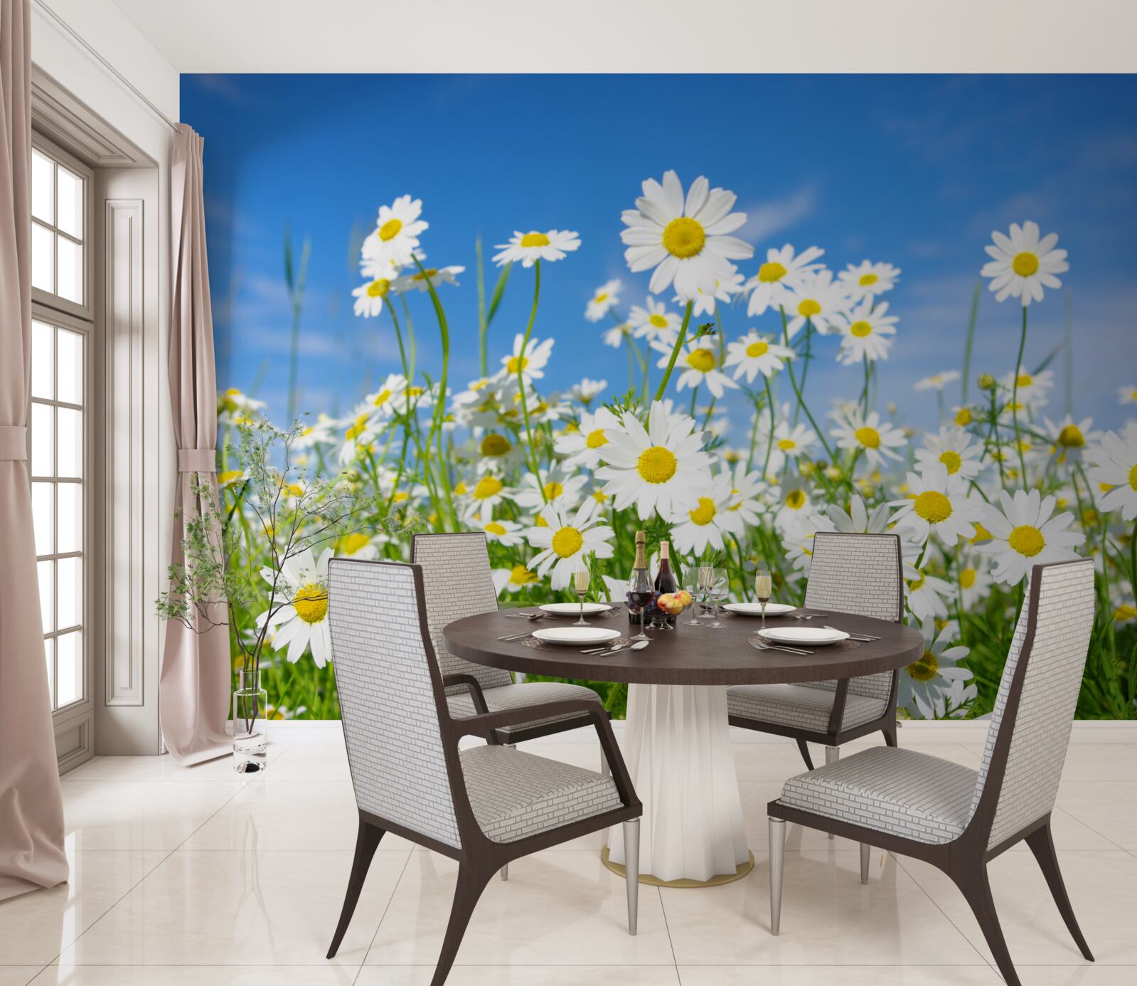 Fototapeta harmanček na lúke v letný deň