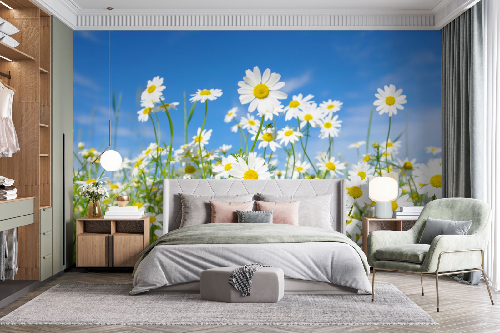 Fototapeta harmanček na lúke v letný deň