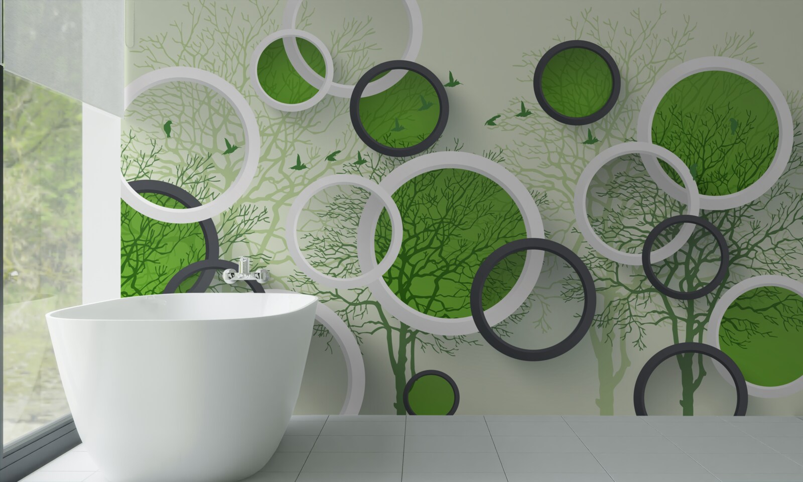 Fototapeta kolesá sú nalakované vo farbe stromov