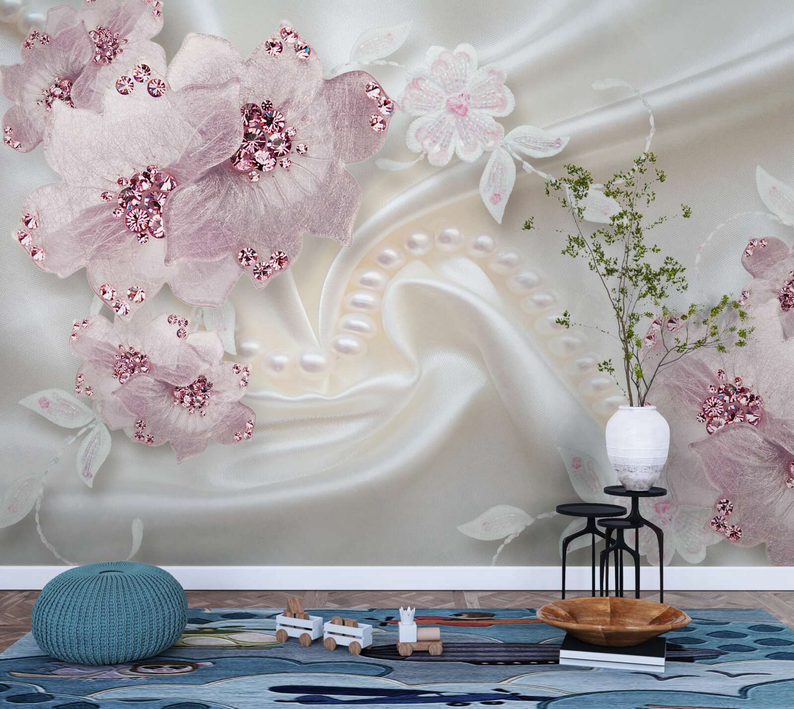 Fototapeta jemne fialové textilné blchy na hodvábe