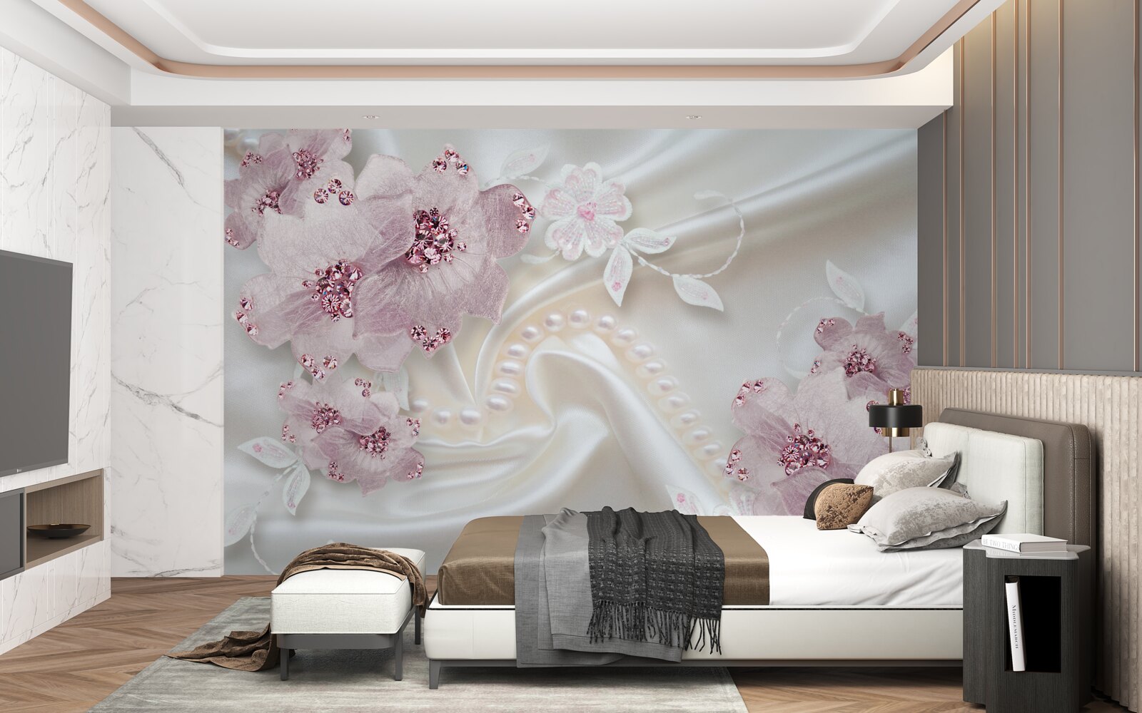 Fototapeta jemne fialové textilné blchy na hodvábe