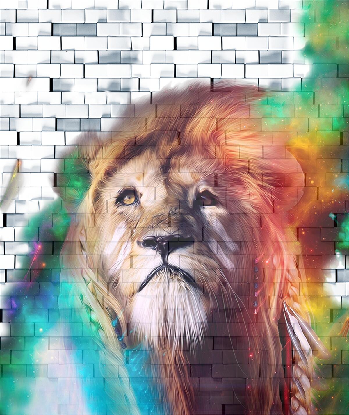 Fototapeta kráľ zvierat prezentovaný ako abstrakcia na bielom pozadí