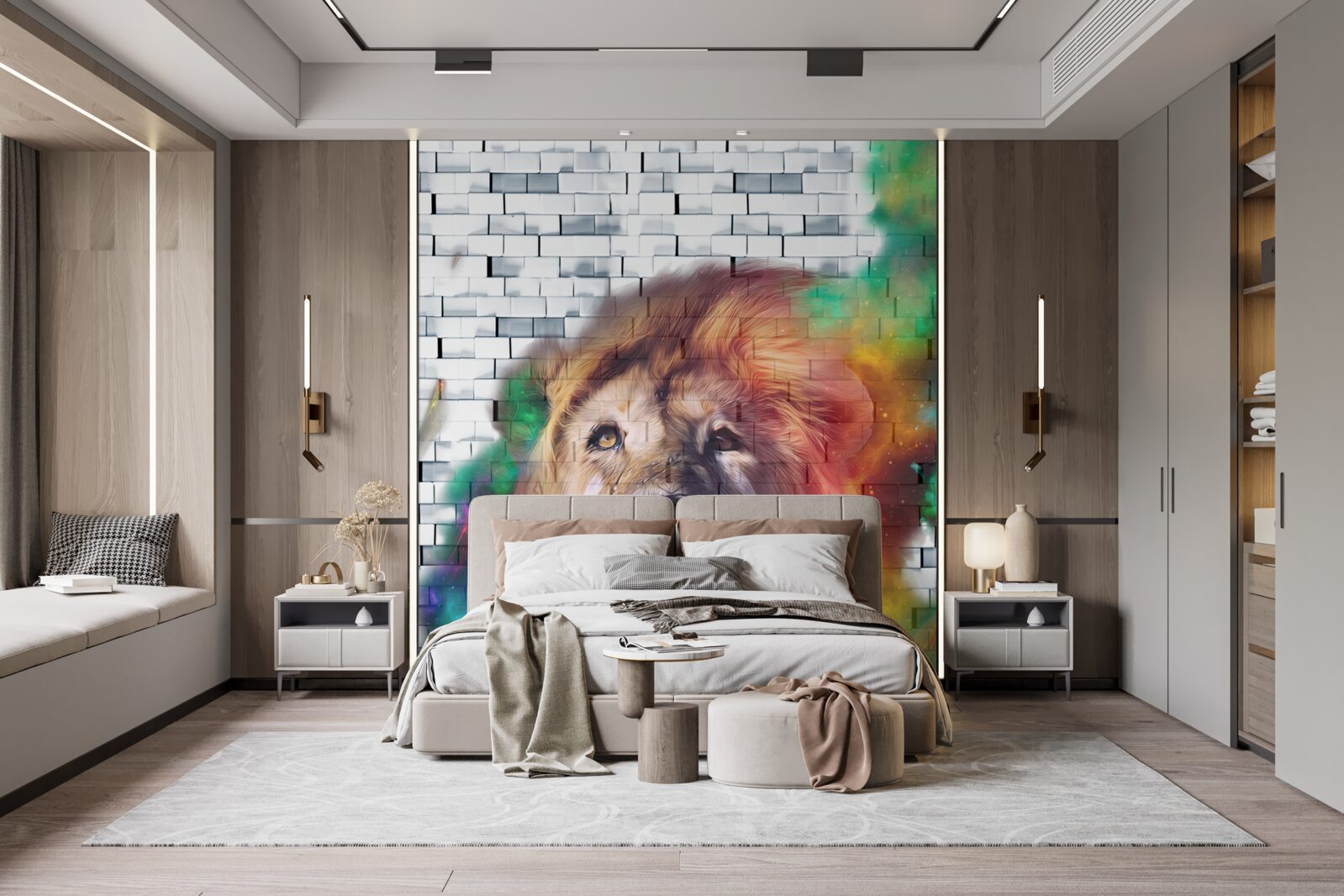 Fototapeta kráľ zvierat prezentovaný ako abstrakcia na bielom pozadí