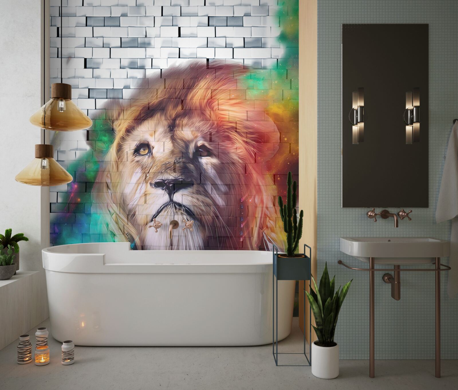 Fototapeta kráľ zvierat prezentovaný ako abstrakcia na bielom pozadí