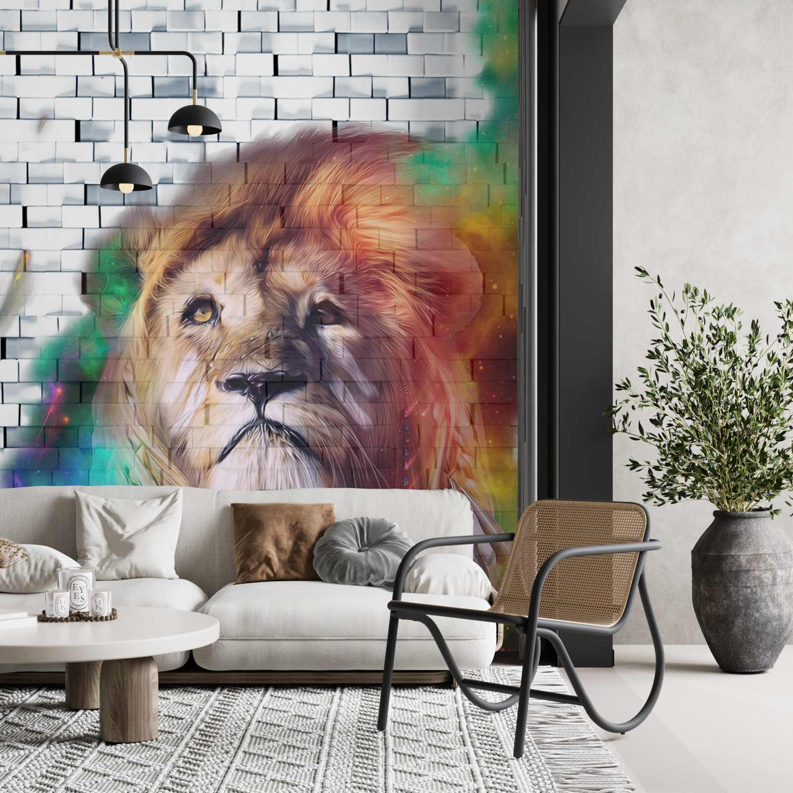 Fototapeta kráľ zvierat prezentovaný ako abstrakcia na bielom pozadí