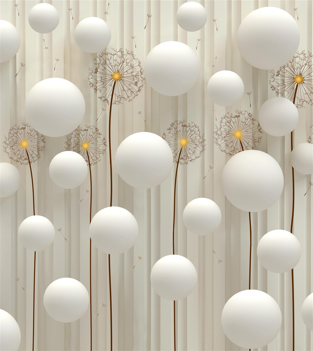 Fototapeta púpava a biele gule letiace do neba