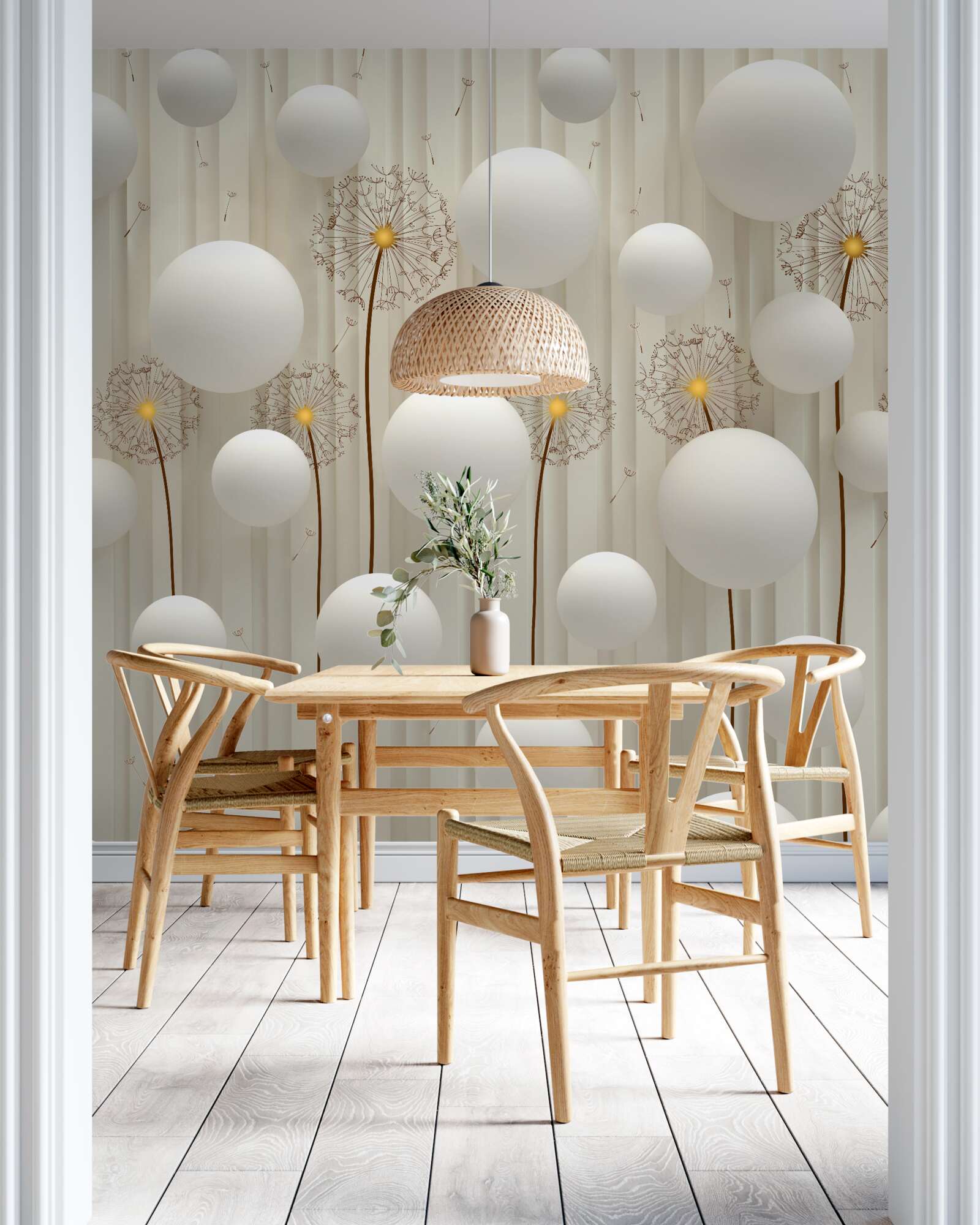 Fototapeta púpava a biele gule letiace do neba