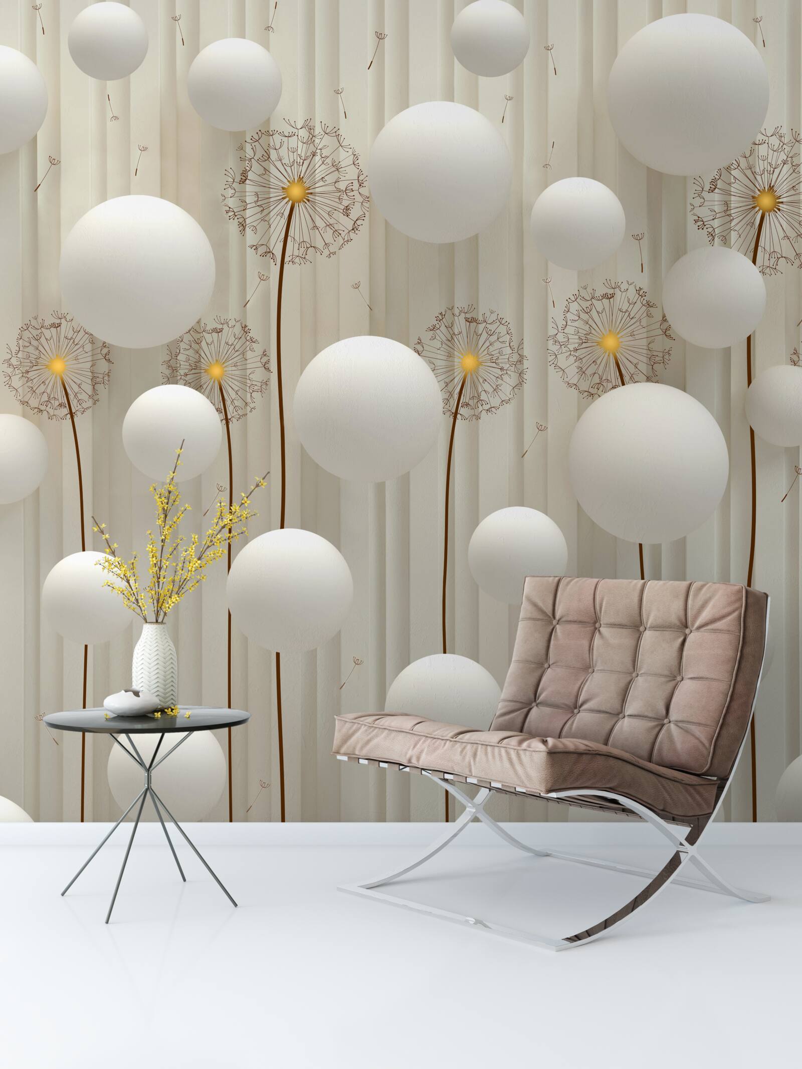 Fototapeta púpava a biele gule letiace do neba