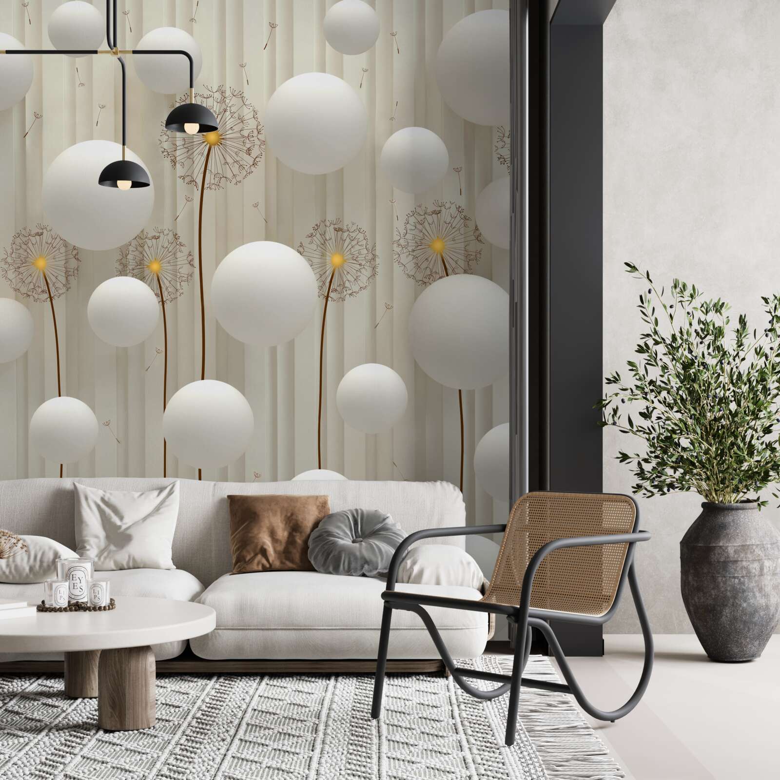 Fototapeta púpava a biele gule letiace do neba