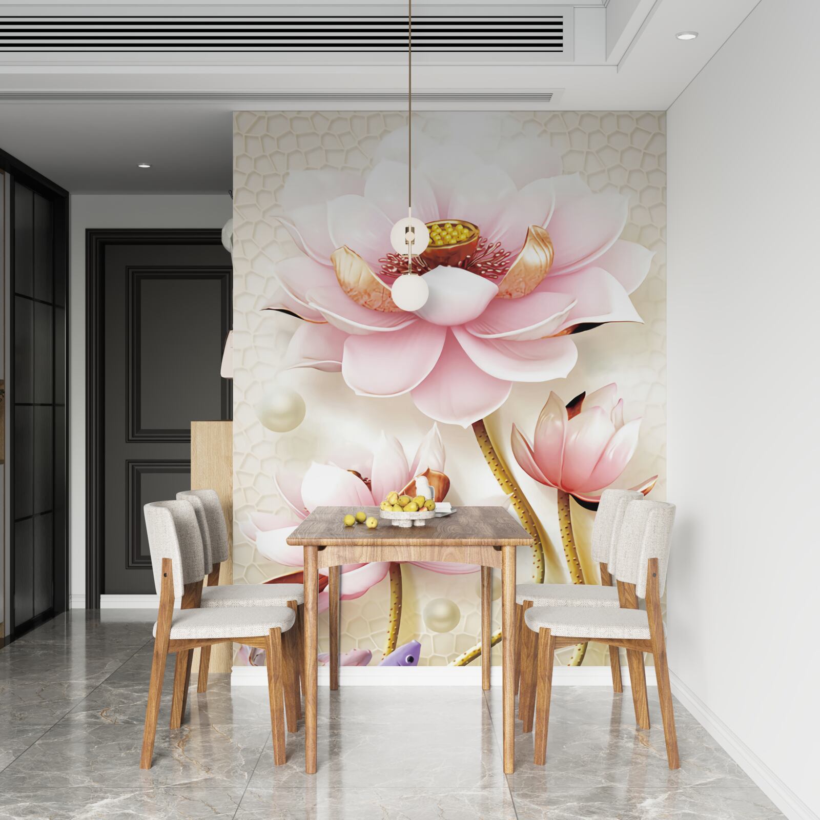 Fototapeta dve ryby v blízkosti lotosov