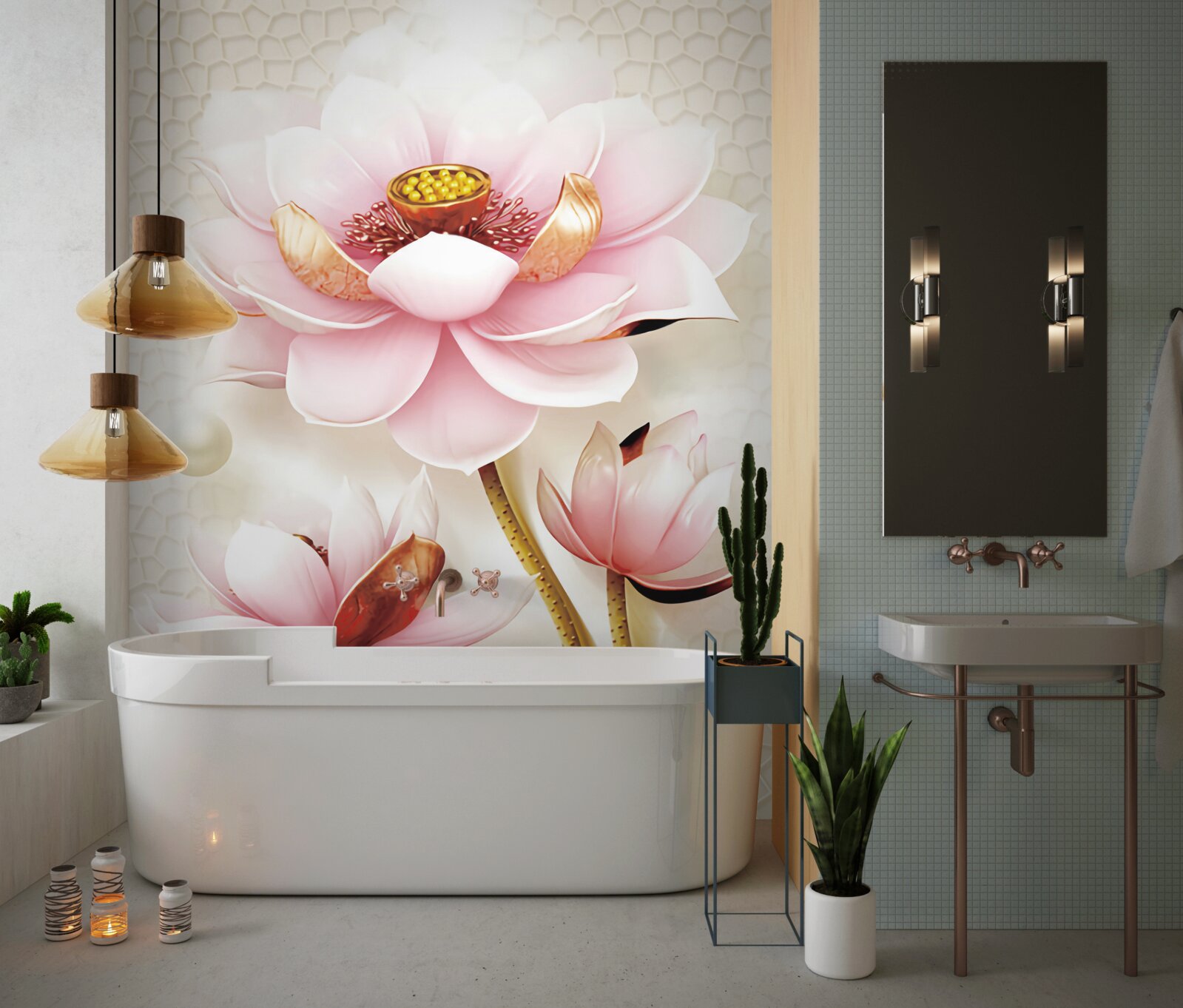 Fototapeta dve ryby v blízkosti lotosov