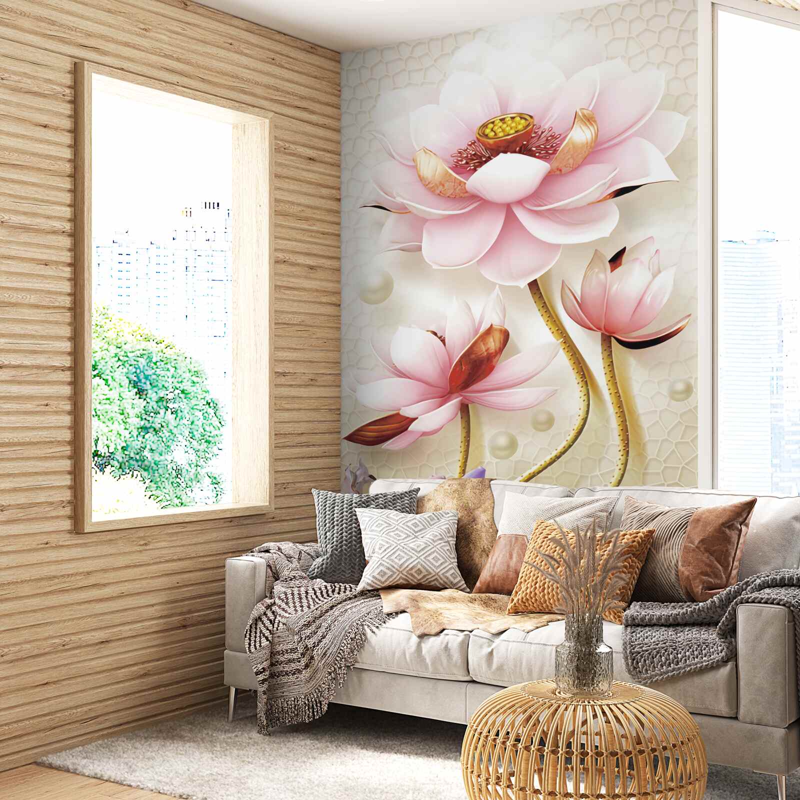 Fototapeta dve ryby v blízkosti lotosov