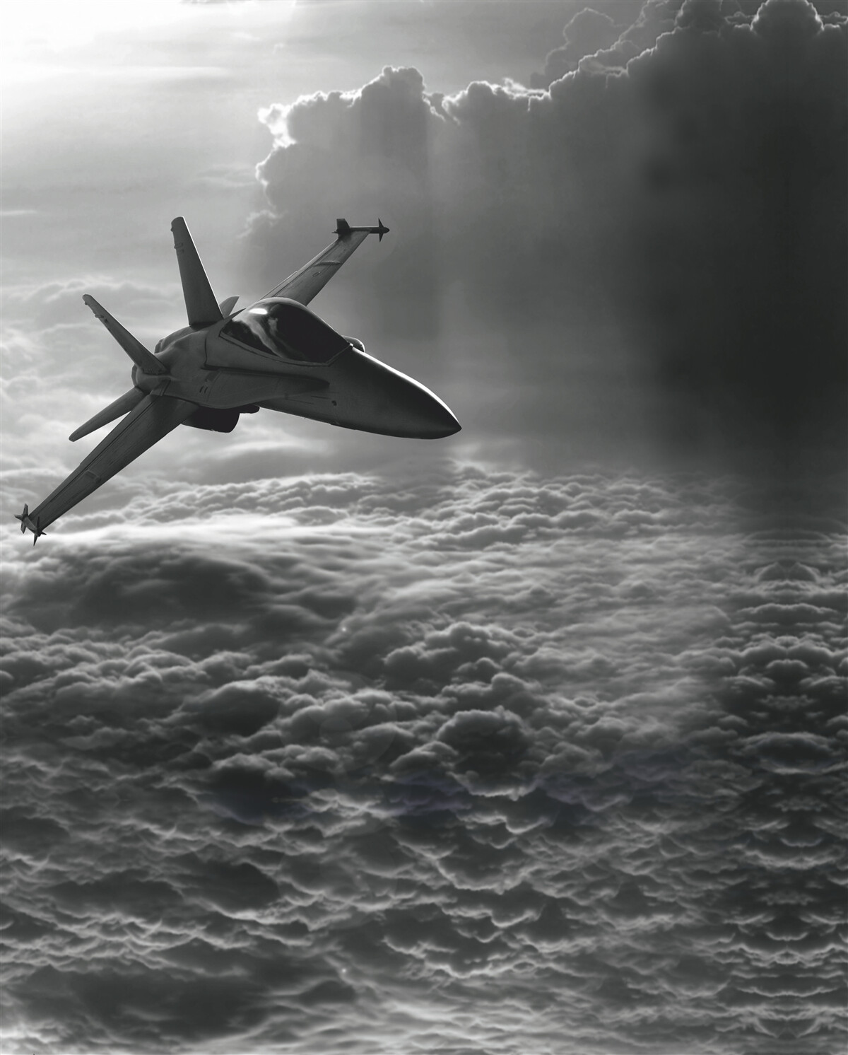 Fototapeta stíhacie lietadlo medzi oblakmi