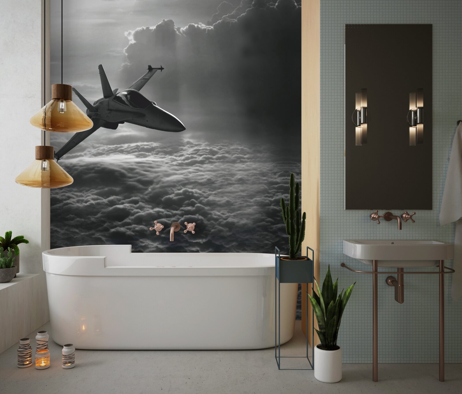 Fototapeta stíhacie lietadlo medzi oblakmi