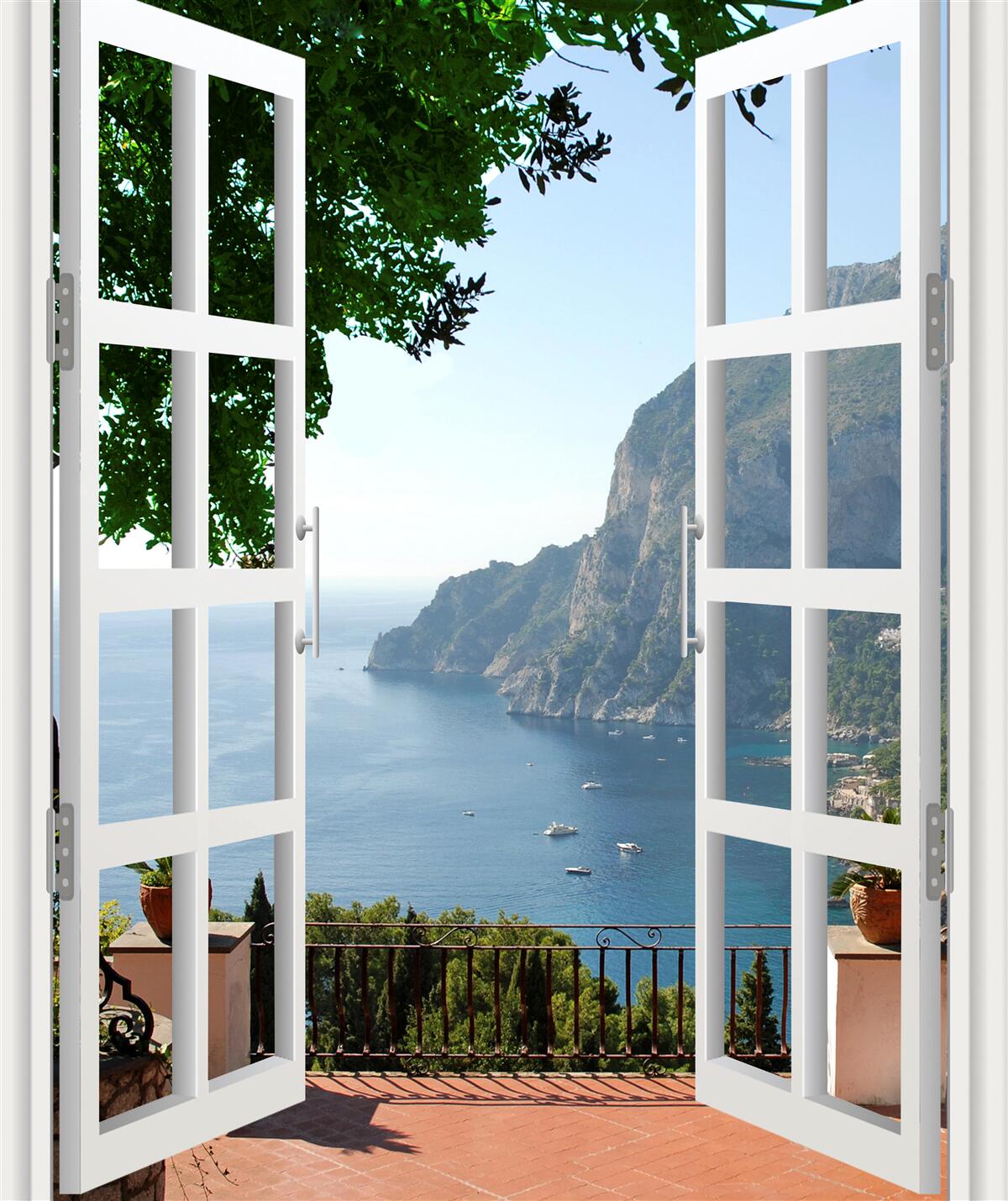 Fototapeta balkón s výhľadom na malebnú prírodu