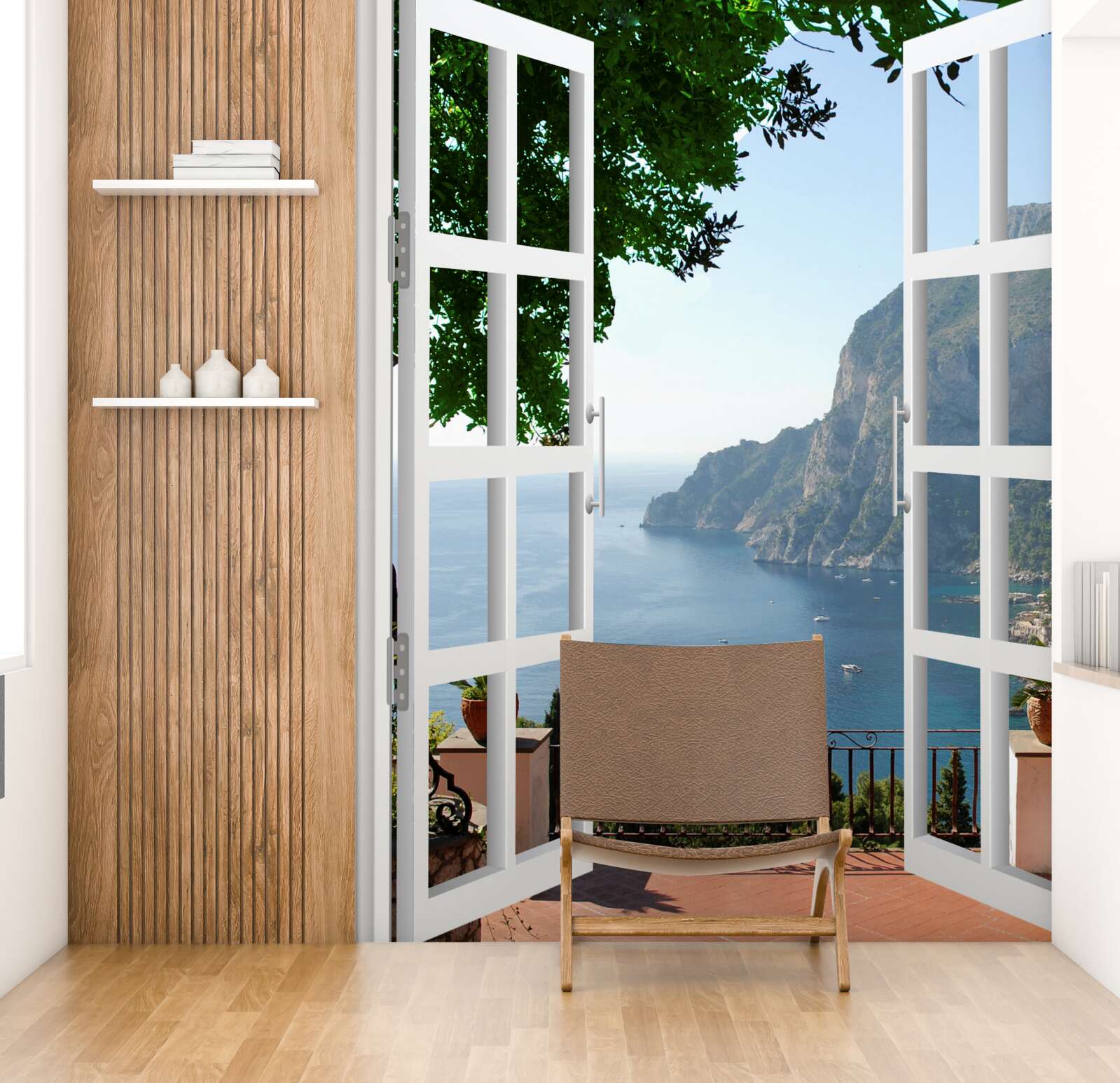 Fototapeta balkón s výhľadom na malebnú prírodu