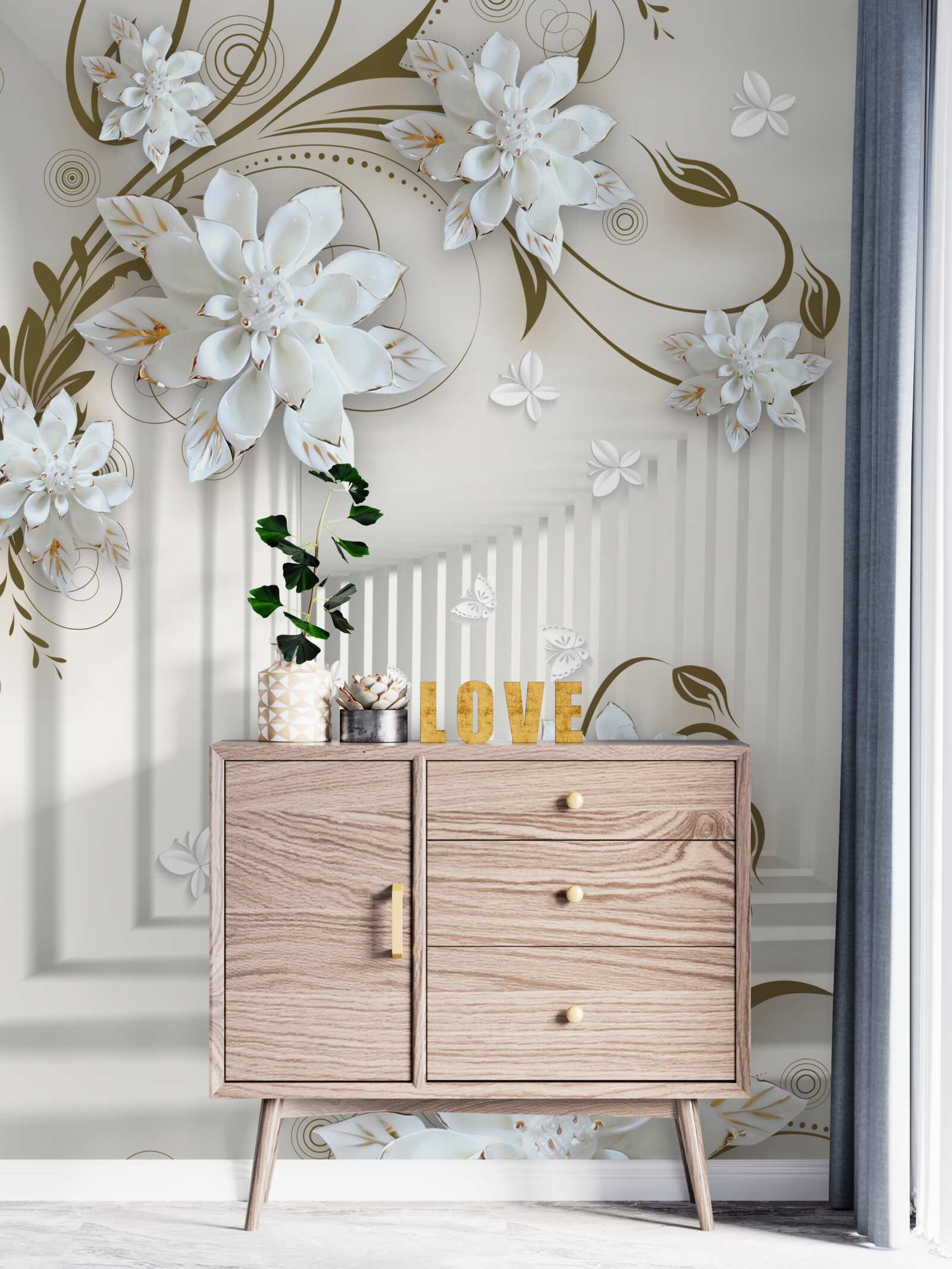 Fototapeta nekonečná chodba a bledý lotos