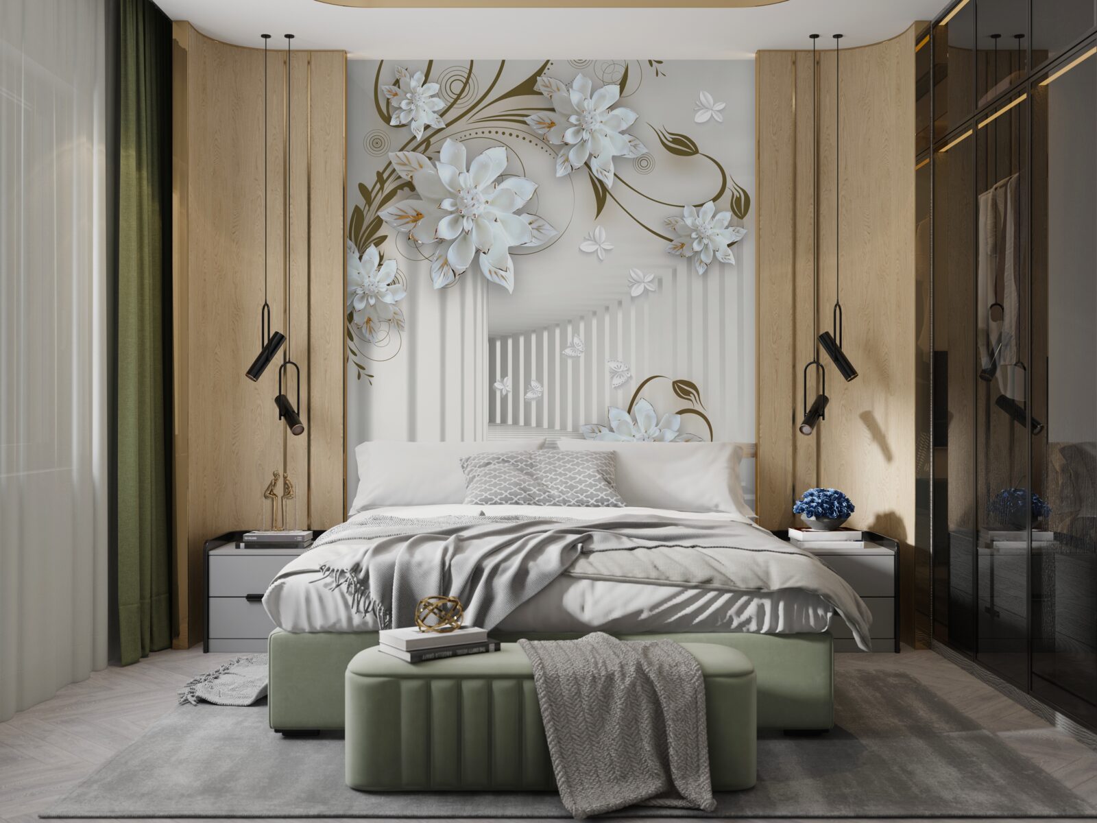 Fototapeta nekonečná chodba a bledý lotos