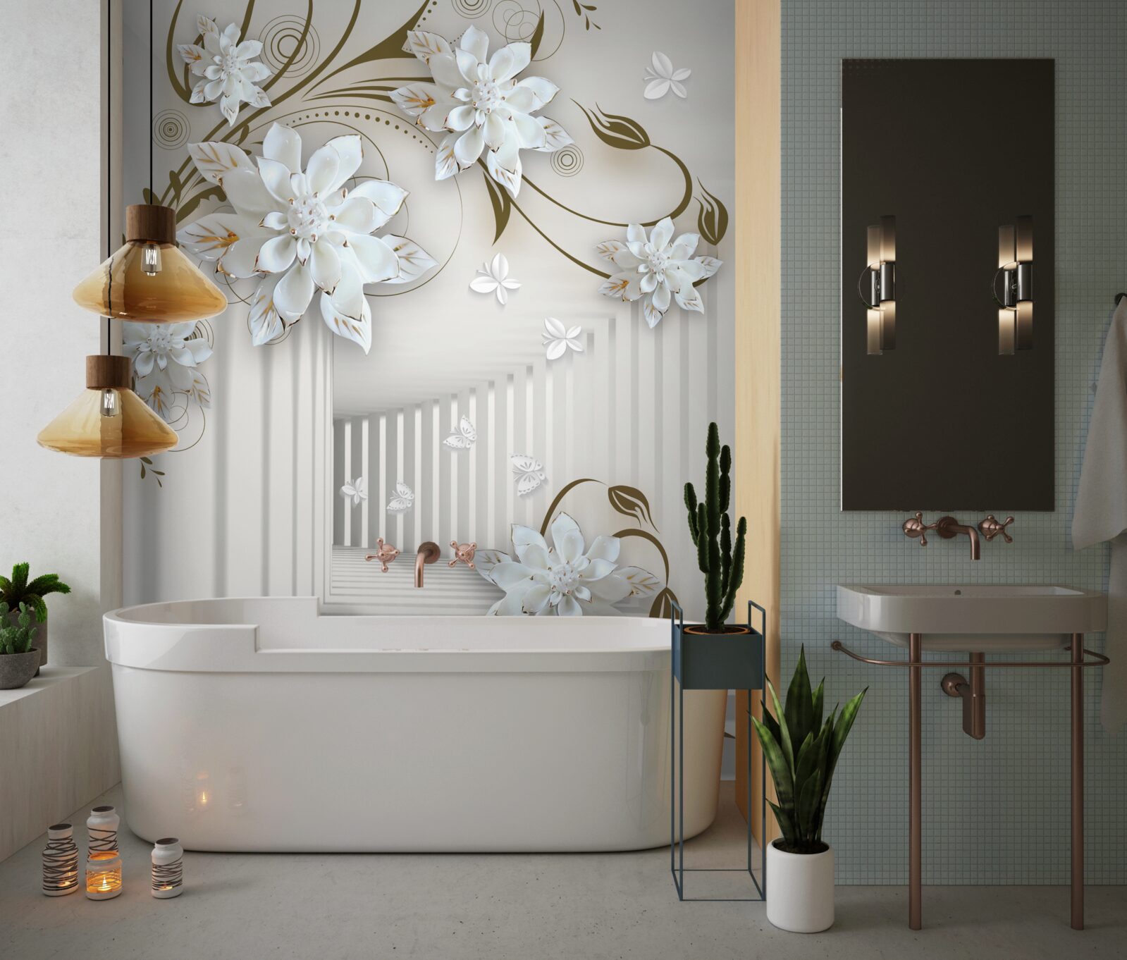 Fototapeta nekonečná chodba a bledý lotos