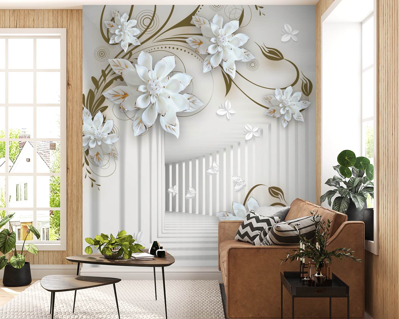 Fototapeta nekonečná chodba a bledý lotos