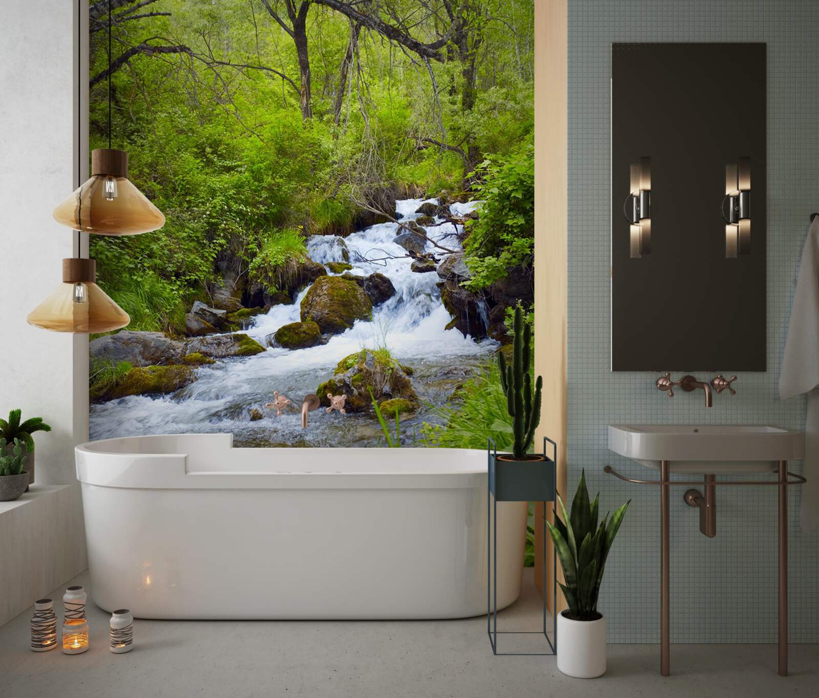 Fototapeta vodopád zúrivo tečúci uprostred lesa