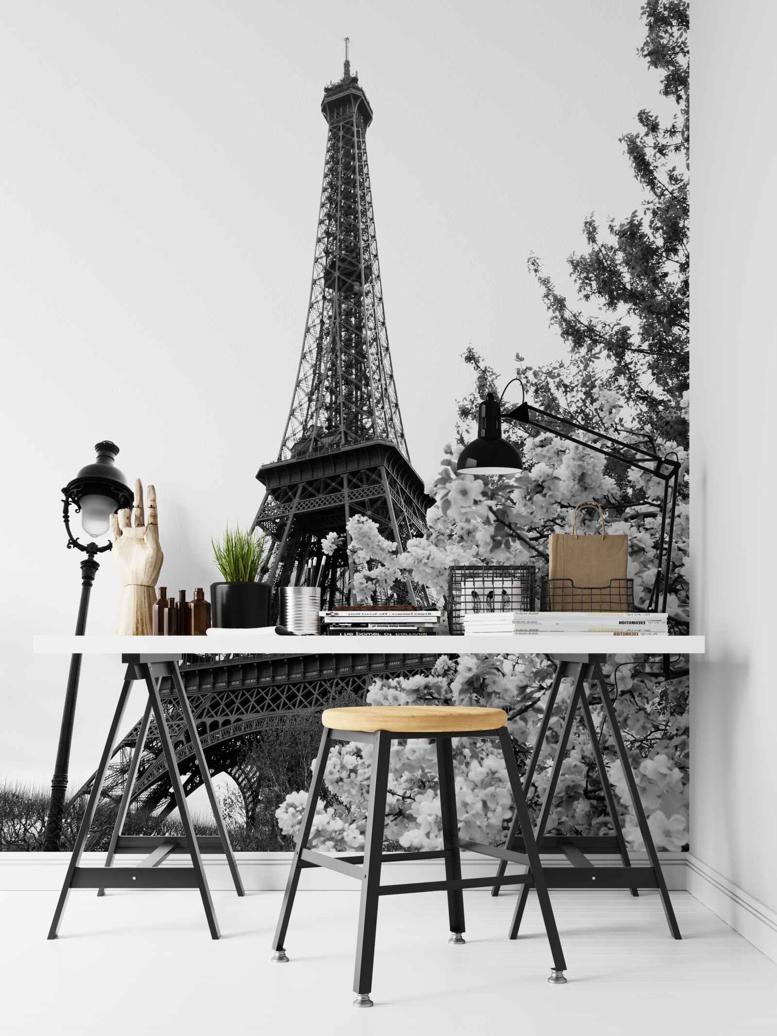 Fototapeta Eiffelova veža v čiernej a bielej