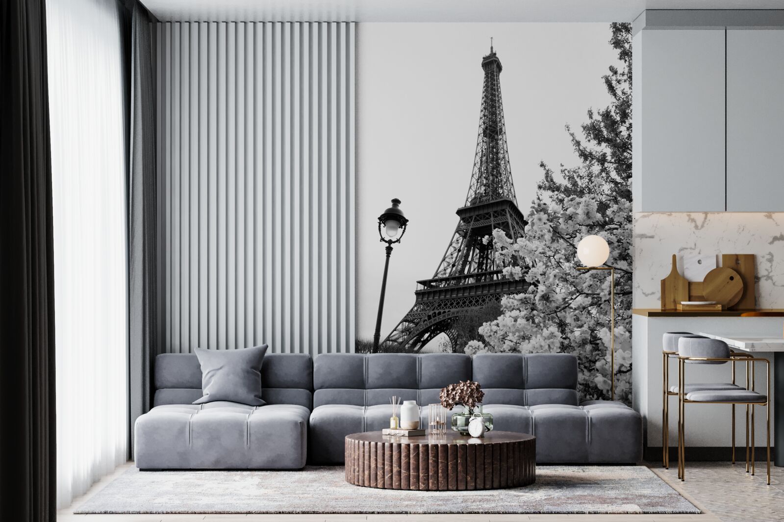Fototapeta Eiffelova veža v čiernej a bielej