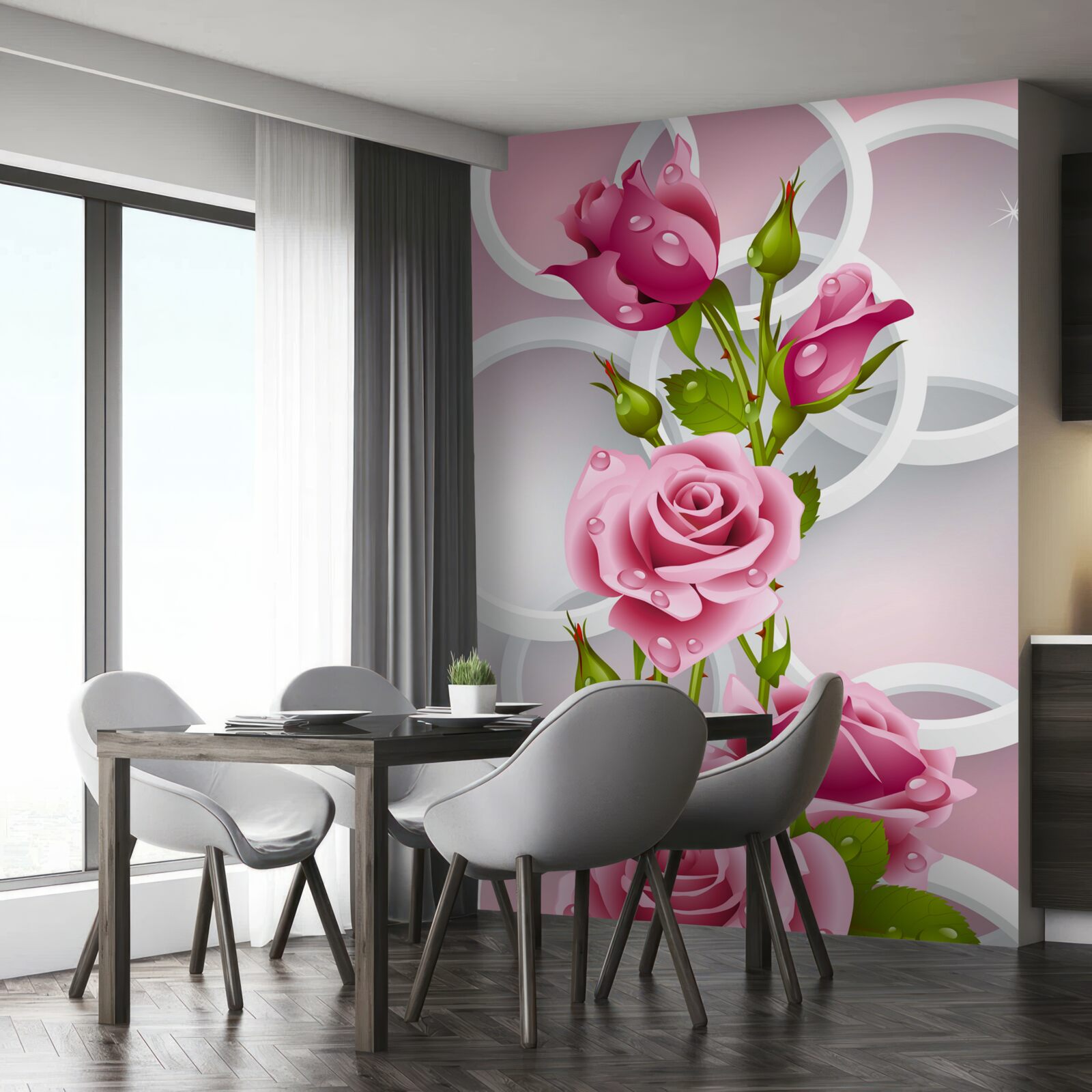 Fototapeta mäkké stonky karmínovej ruže