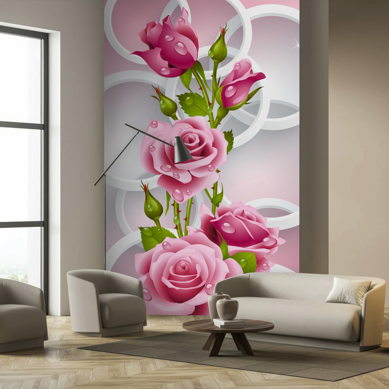 Fototapeta mäkké stonky karmínovej ruže