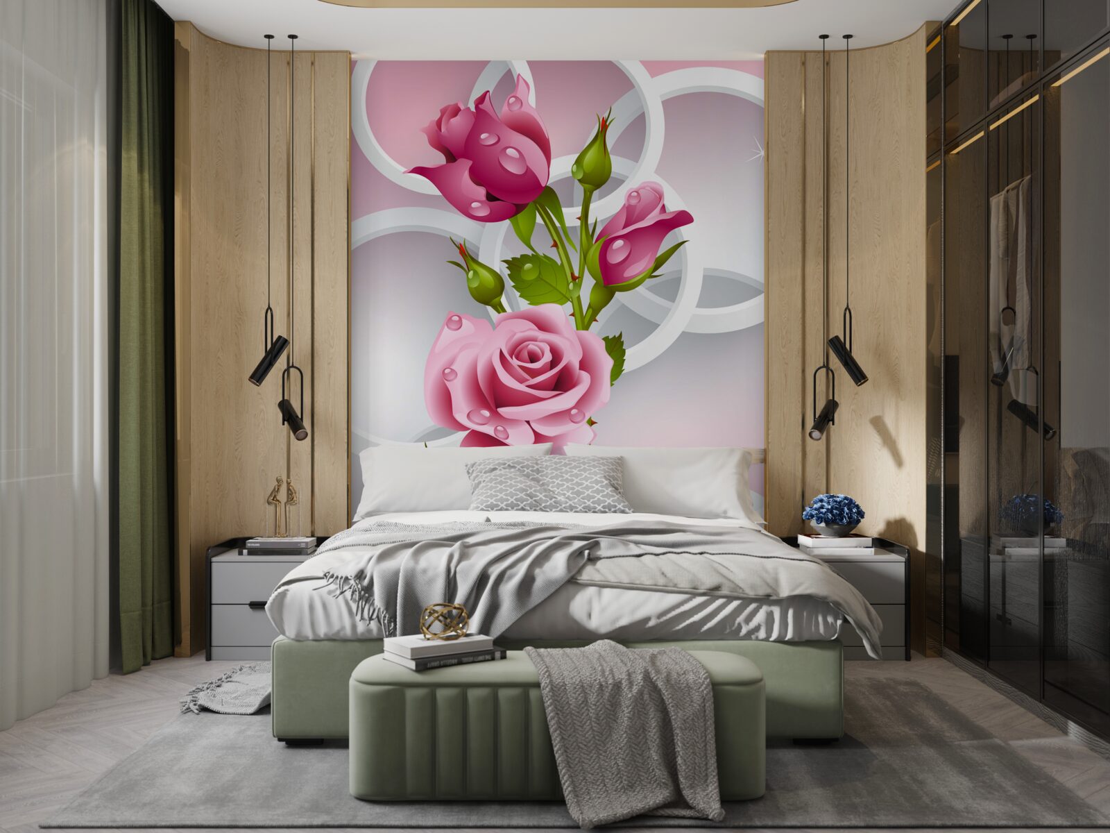 Fototapeta mäkké stonky karmínovej ruže