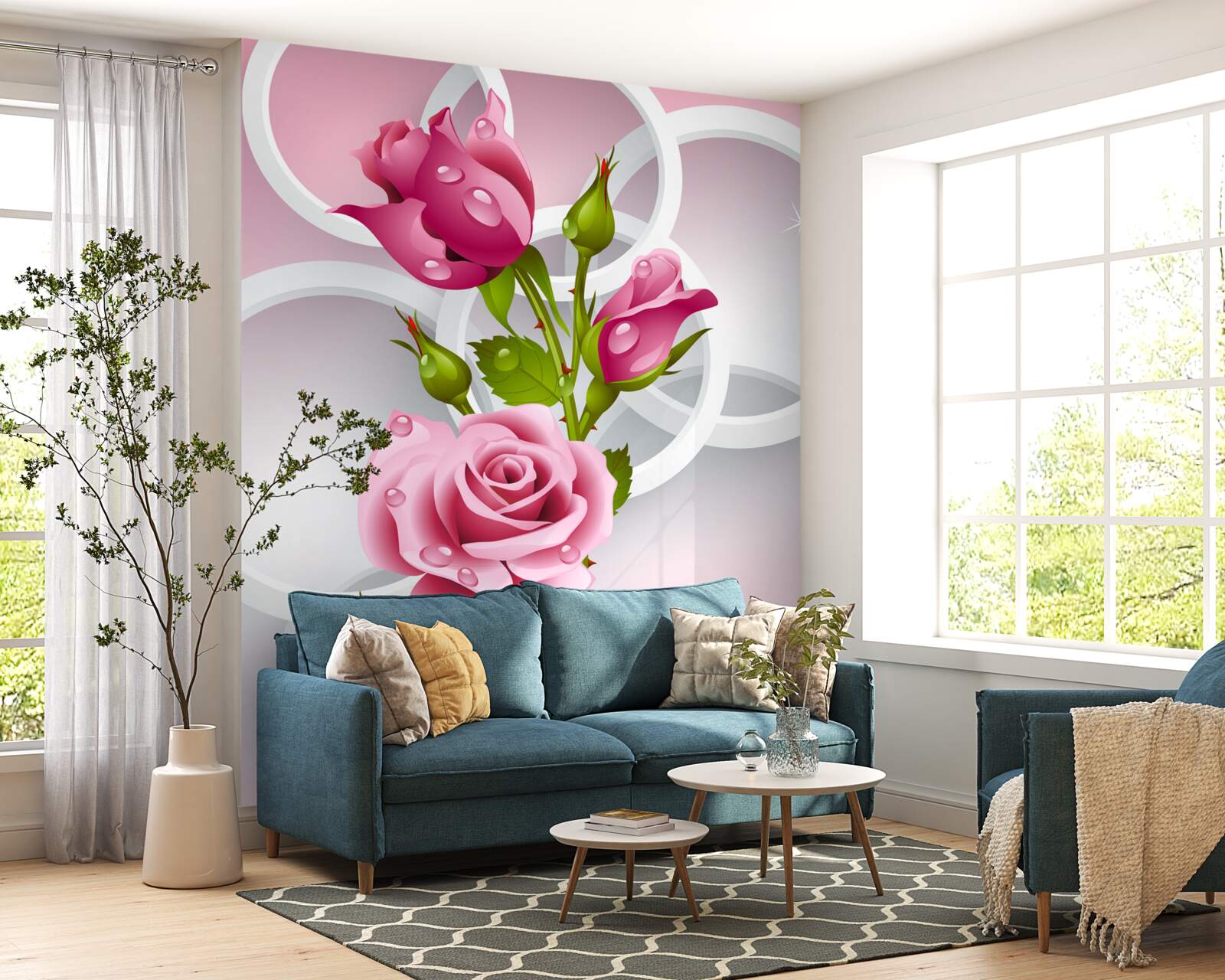 Fototapeta mäkké stonky karmínovej ruže