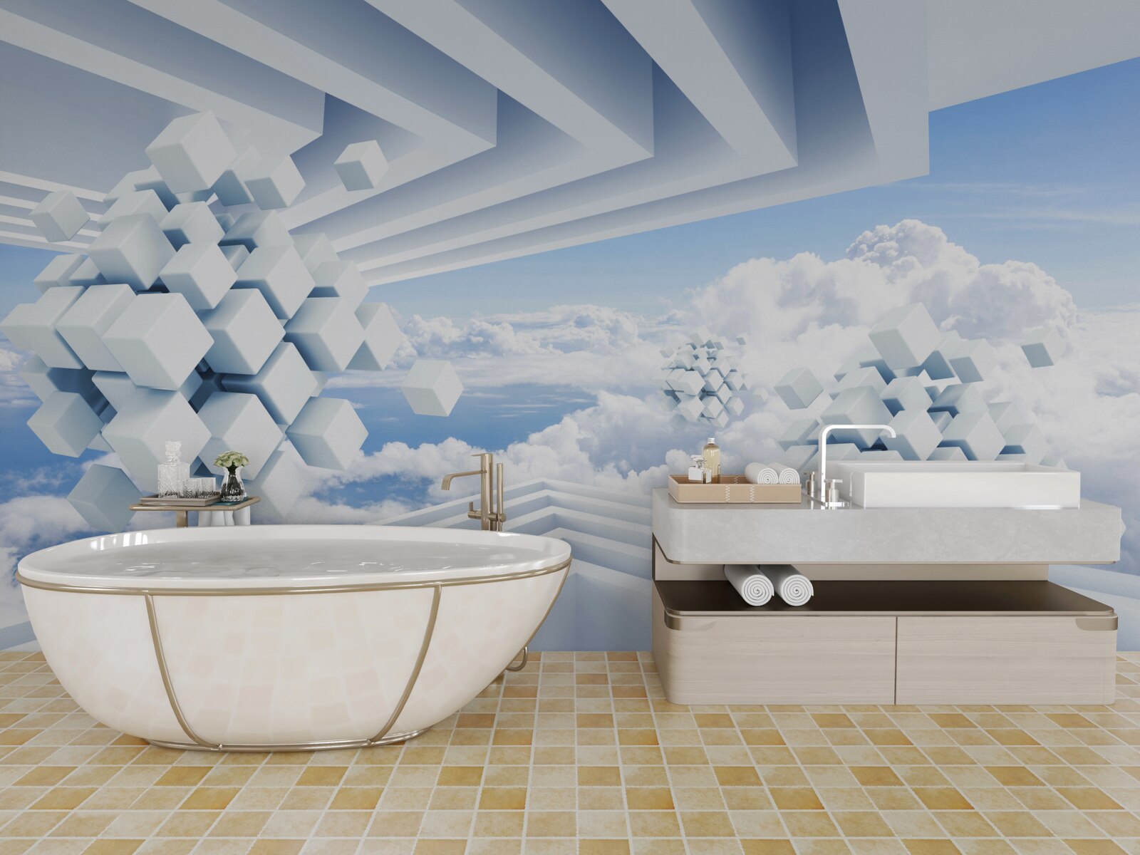 Fototapeta textúry plávajúce v modrej oblakoch