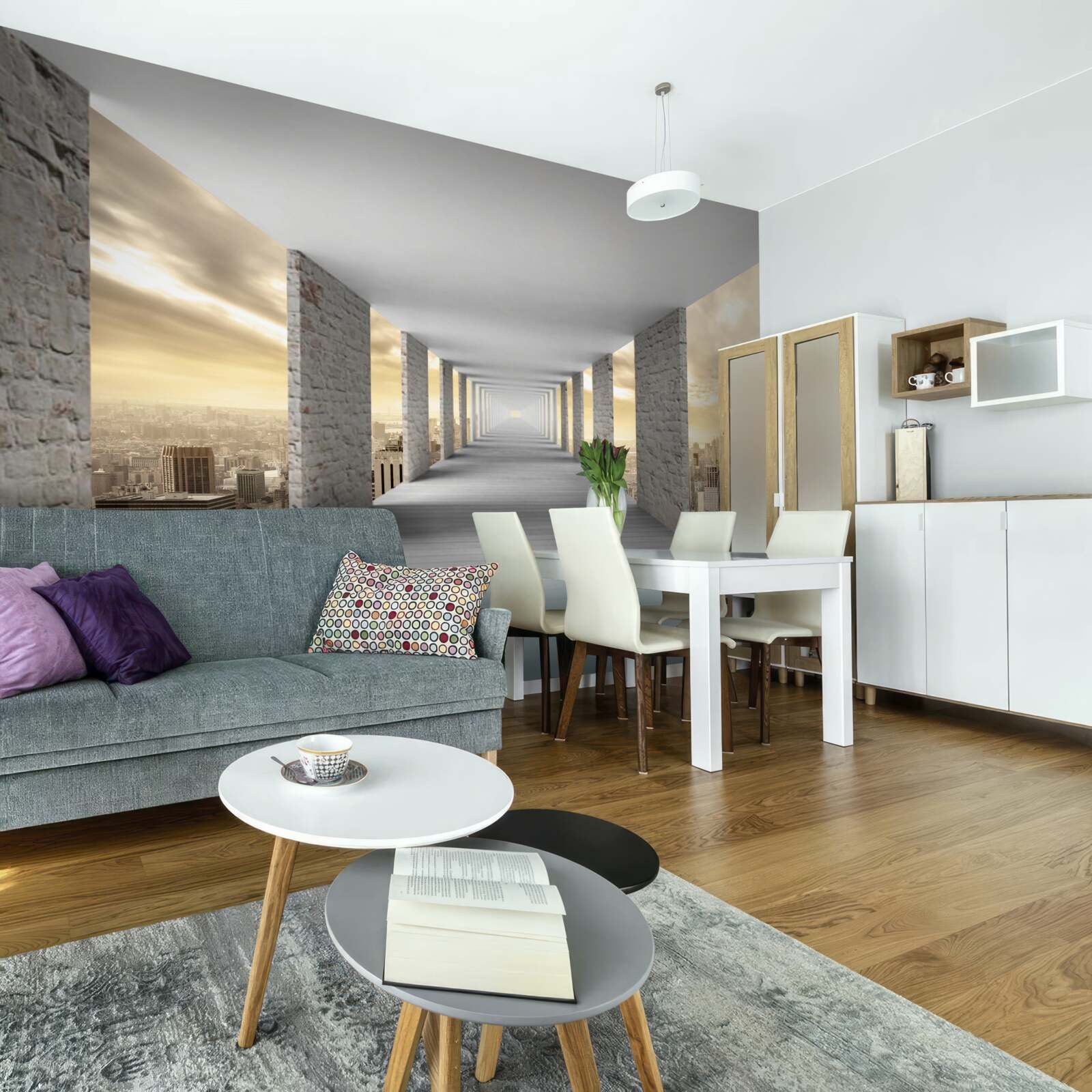 Fototapeta 3D tunel týčiaci sa nad mestom