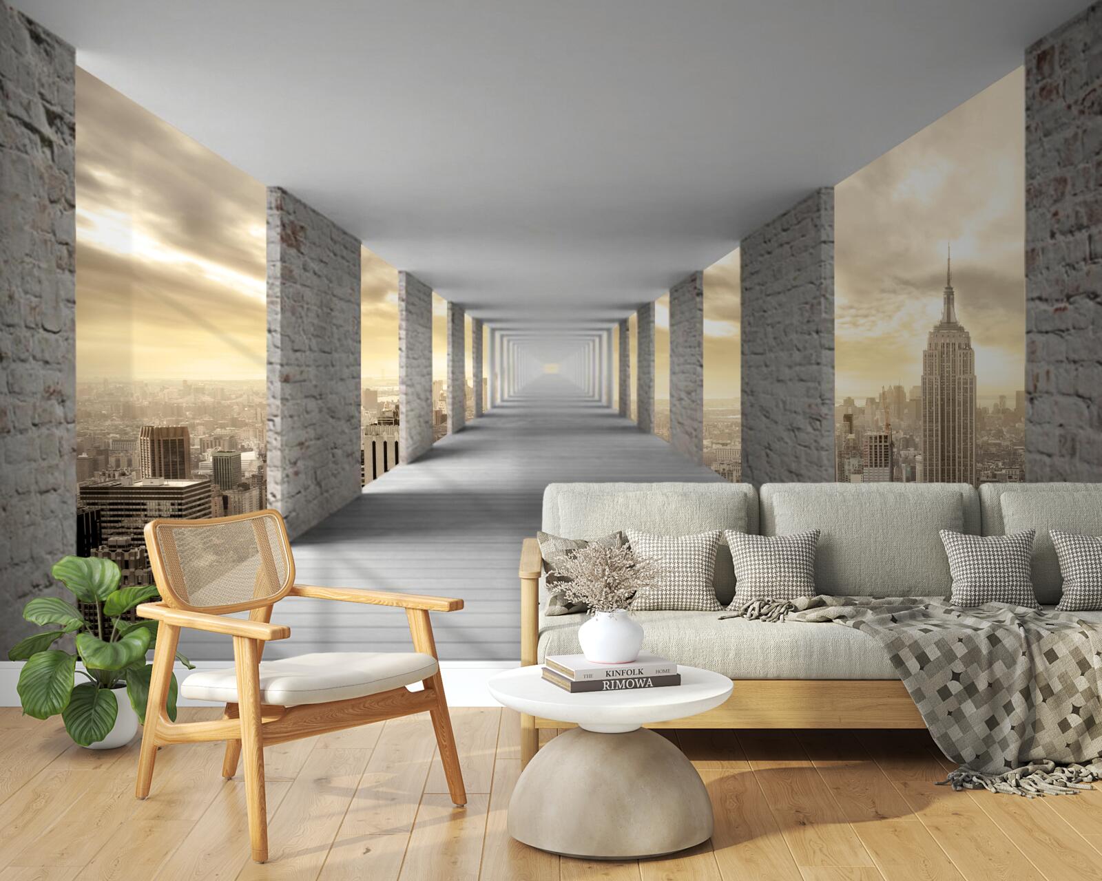 Fototapeta 3D tunel týčiaci sa nad mestom