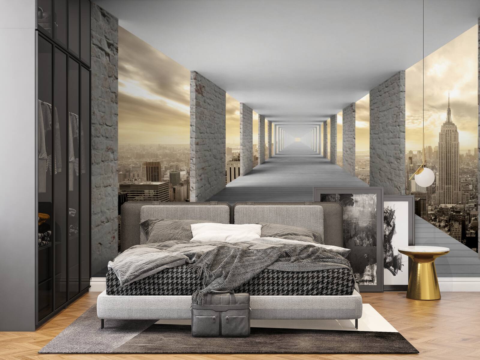 Fototapeta 3D tunel týčiaci sa nad mestom