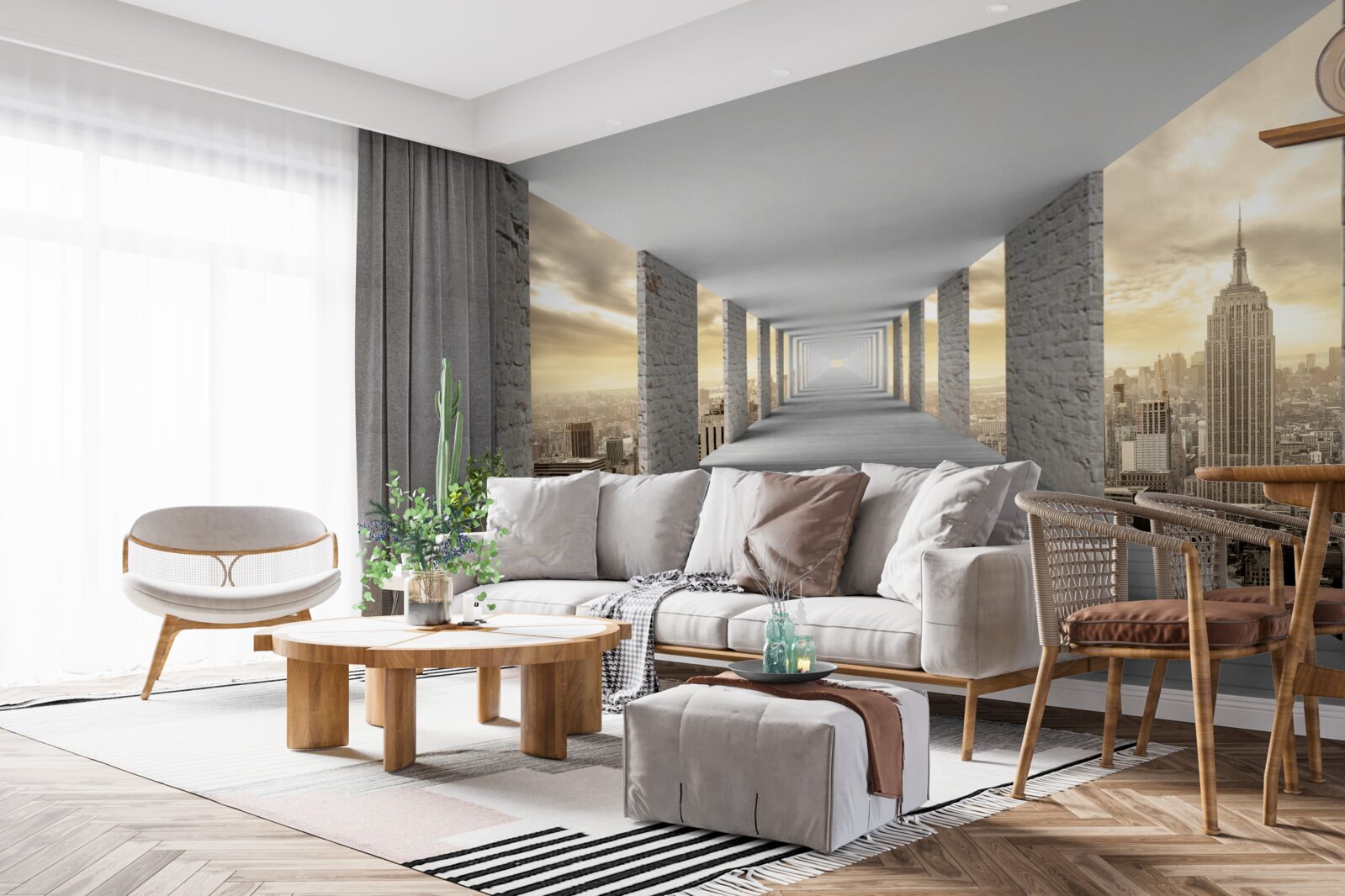 Fototapeta 3D tunel týčiaci sa nad mestom