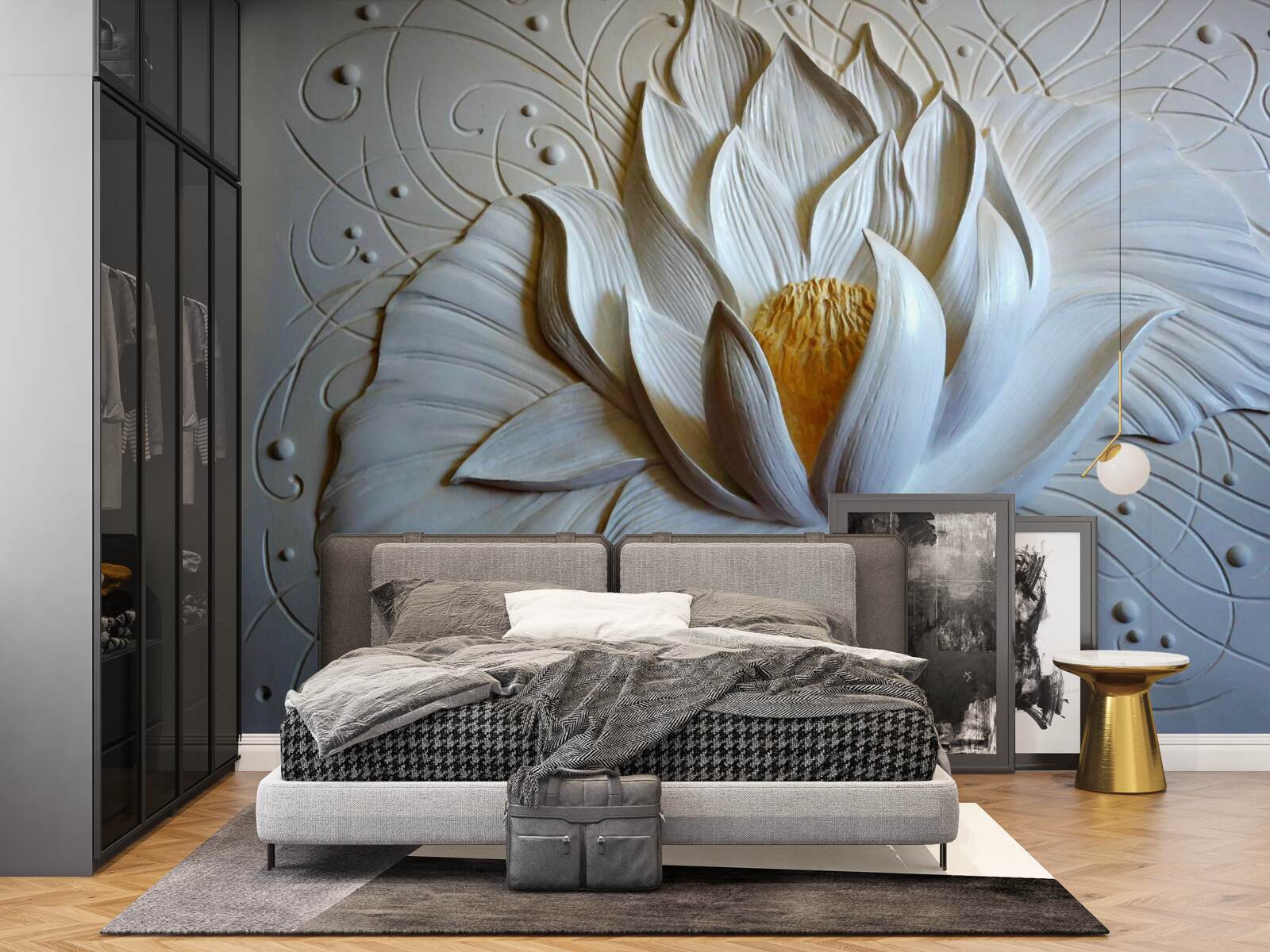 Fototapeta basreliéf bieleho lotosu