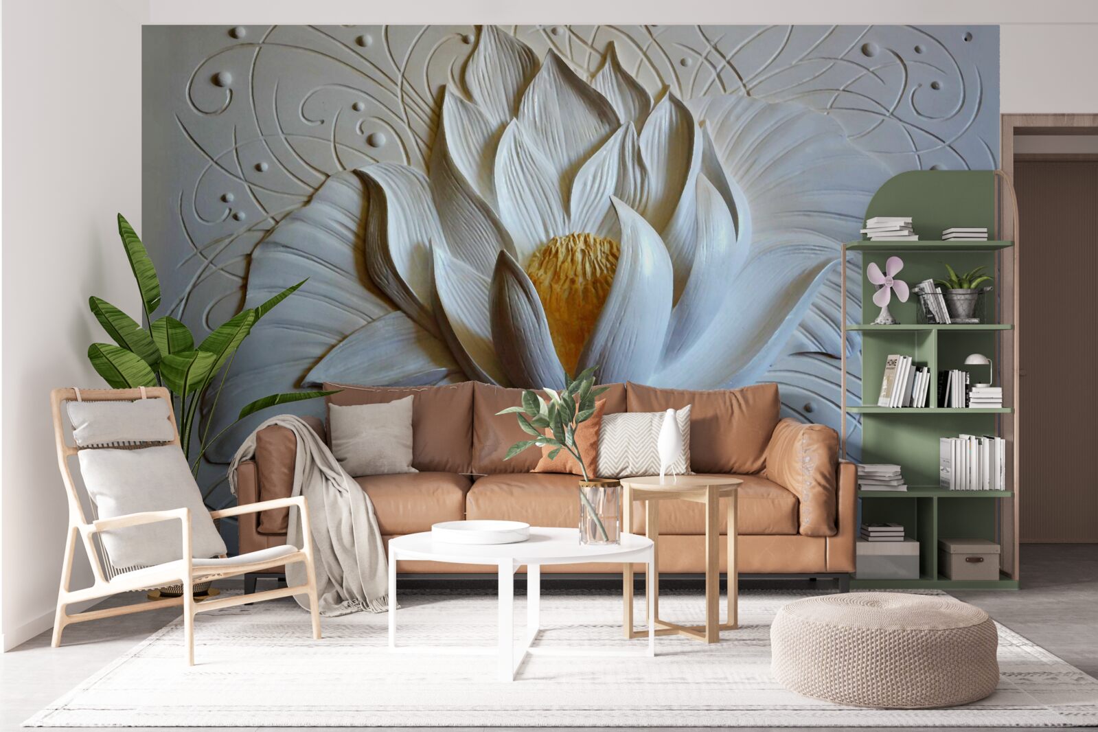 Fototapeta basreliéf bieleho lotosu