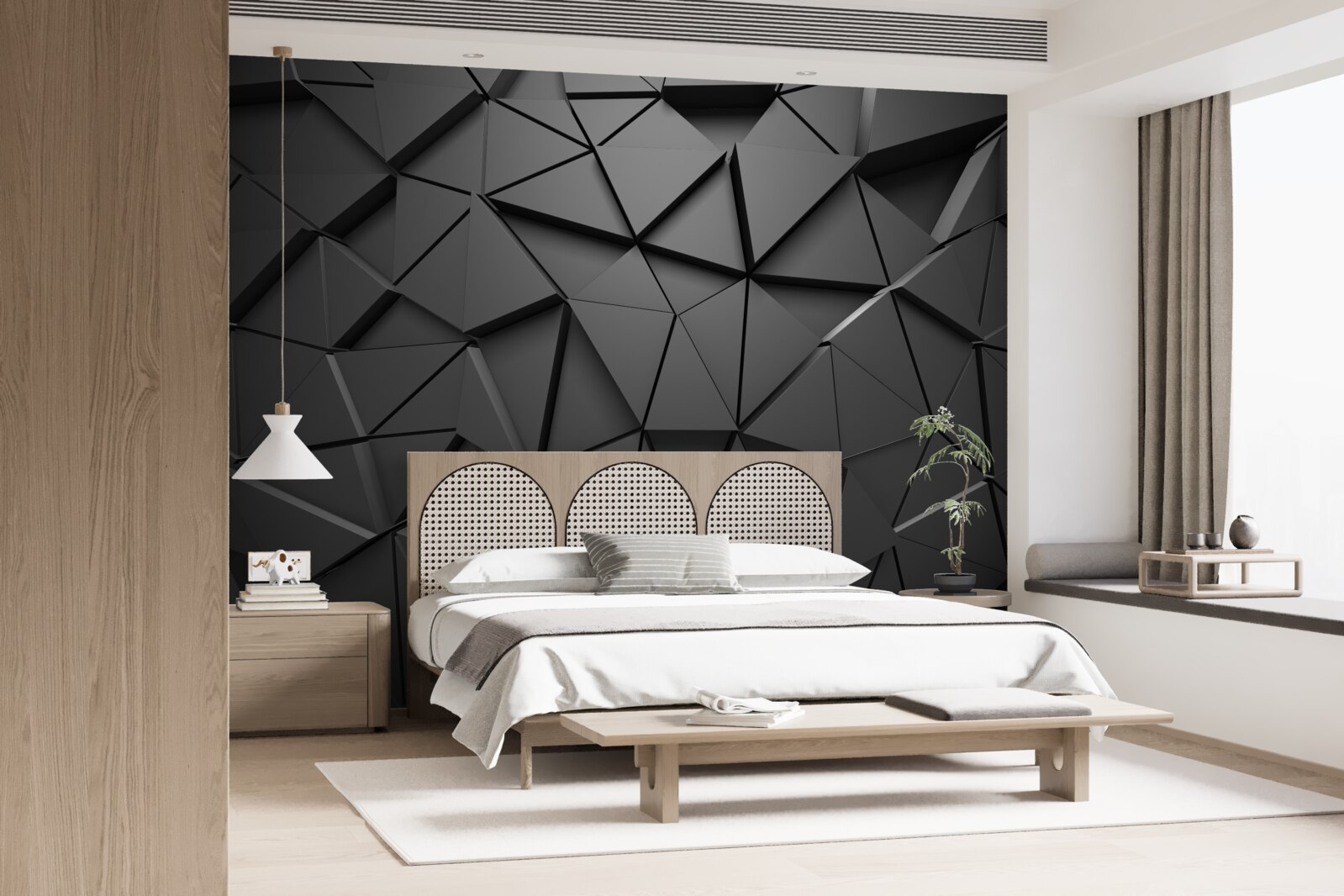 Fototapeta trojuholníkové 3D tvary v šedej farbe