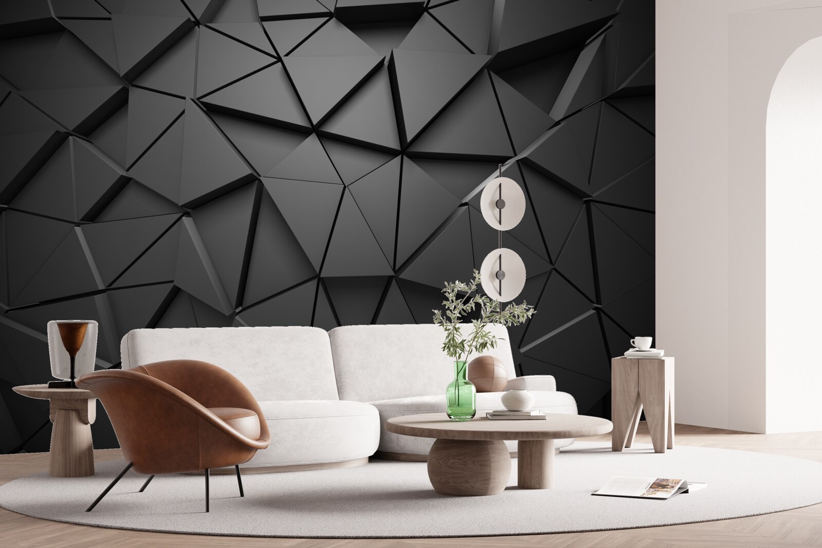 Fototapeta trojuholníkové 3D tvary v šedej farbe