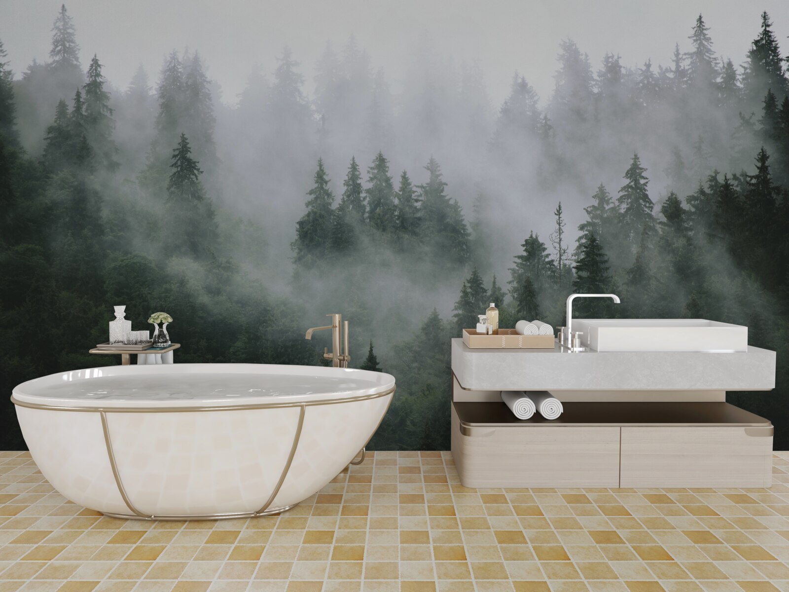 Fototapeta hmlistý okraj ihličnatého lesa