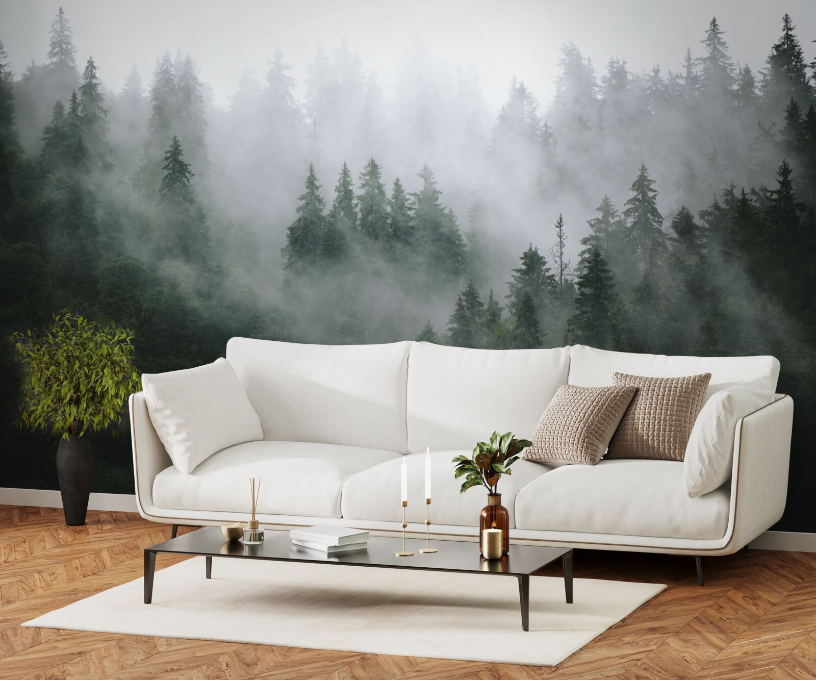 Fototapeta hmlistý okraj ihličnatého lesa