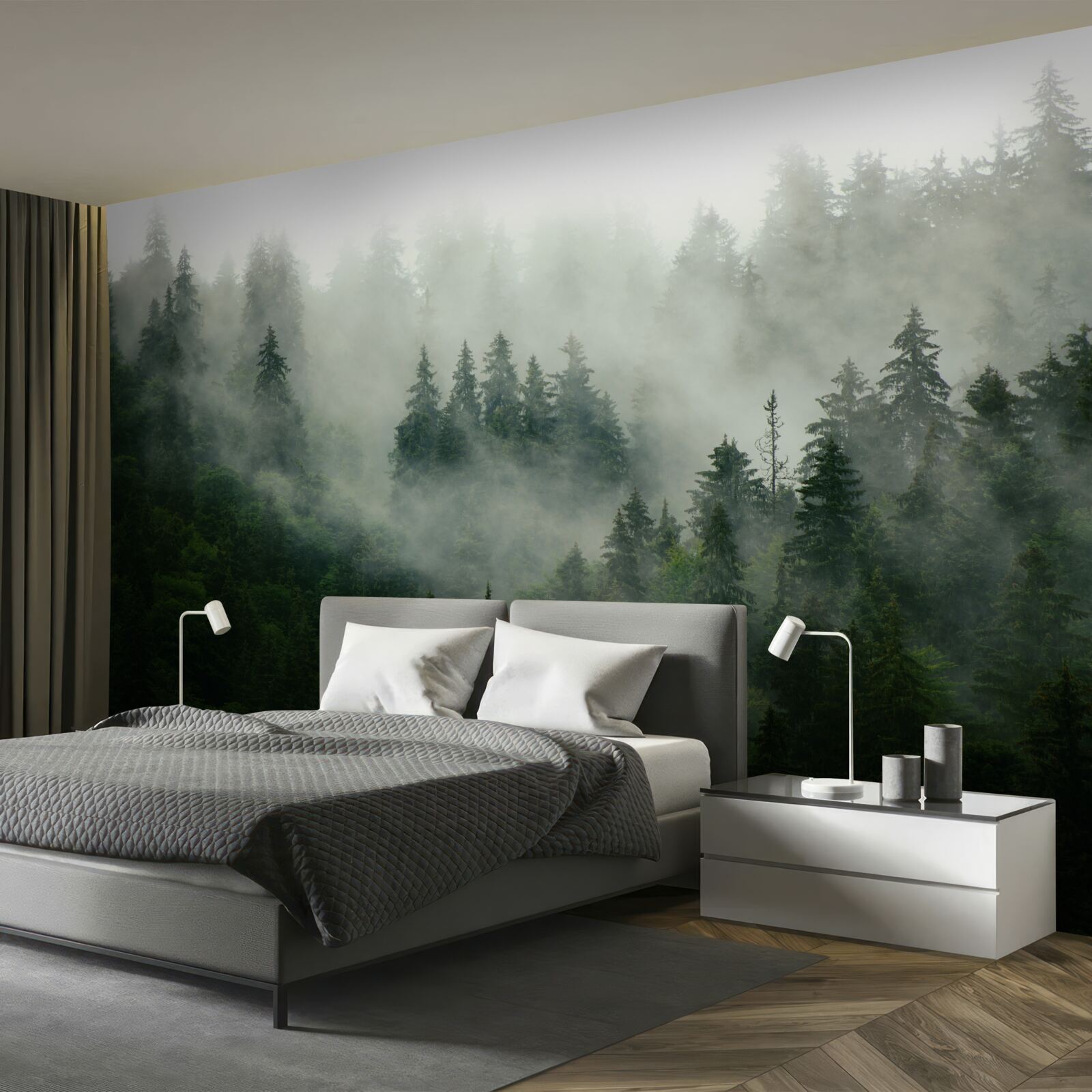 Fototapeta tma medzi smrekmi a borovicami