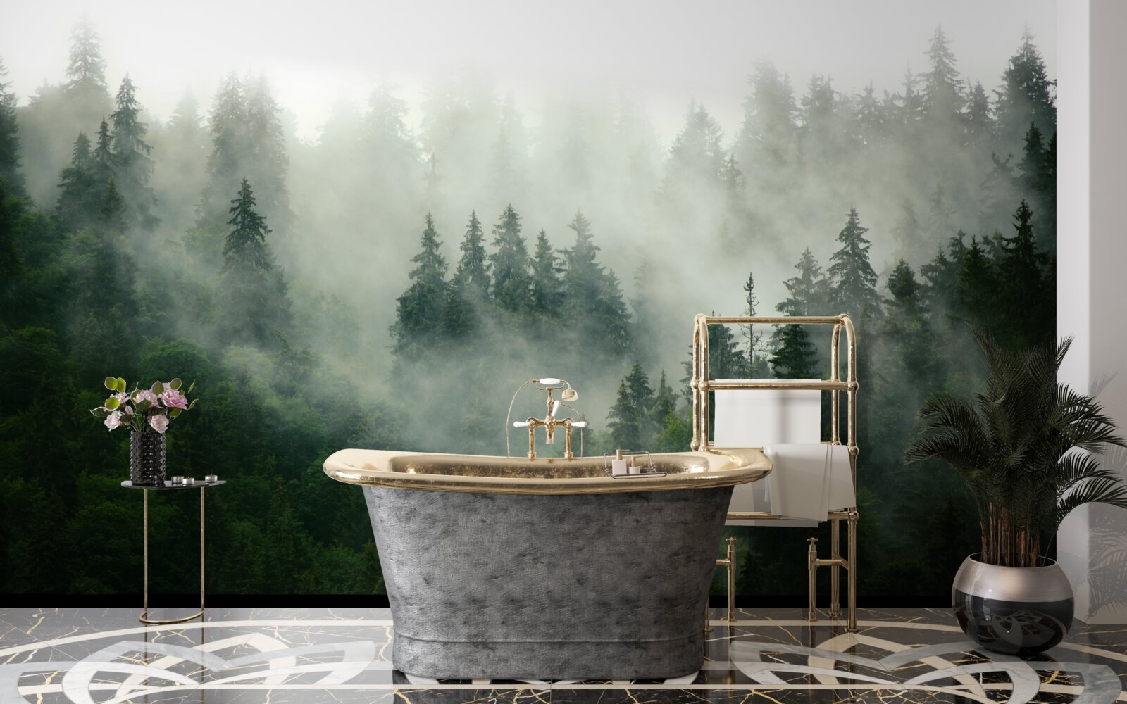 Fototapeta tma medzi smrekmi a borovicami