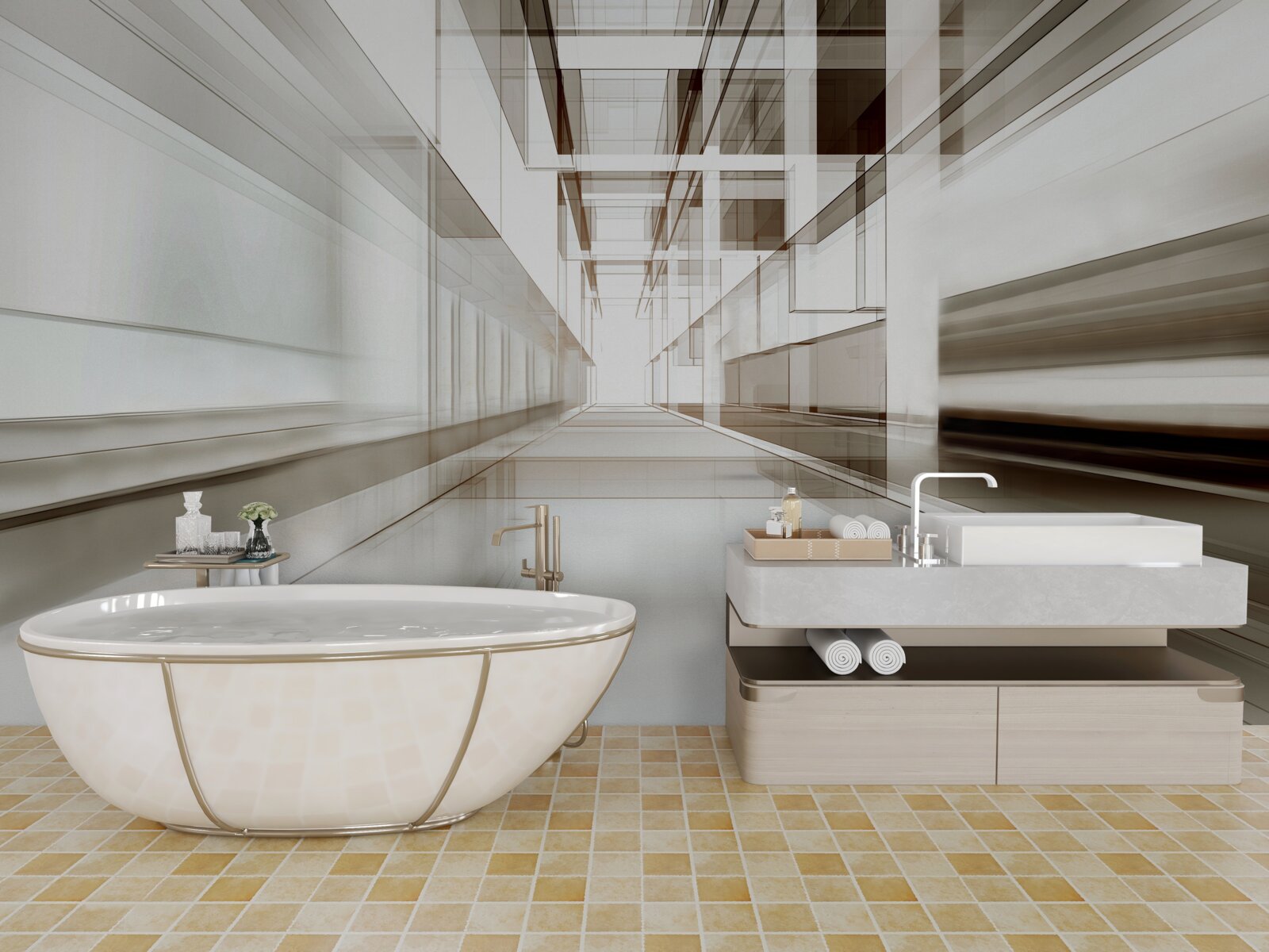 Fototapeta v budúcnosti je svetlosivý tunel