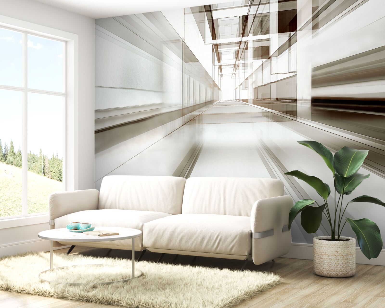 Fototapeta v budúcnosti je svetlosivý tunel