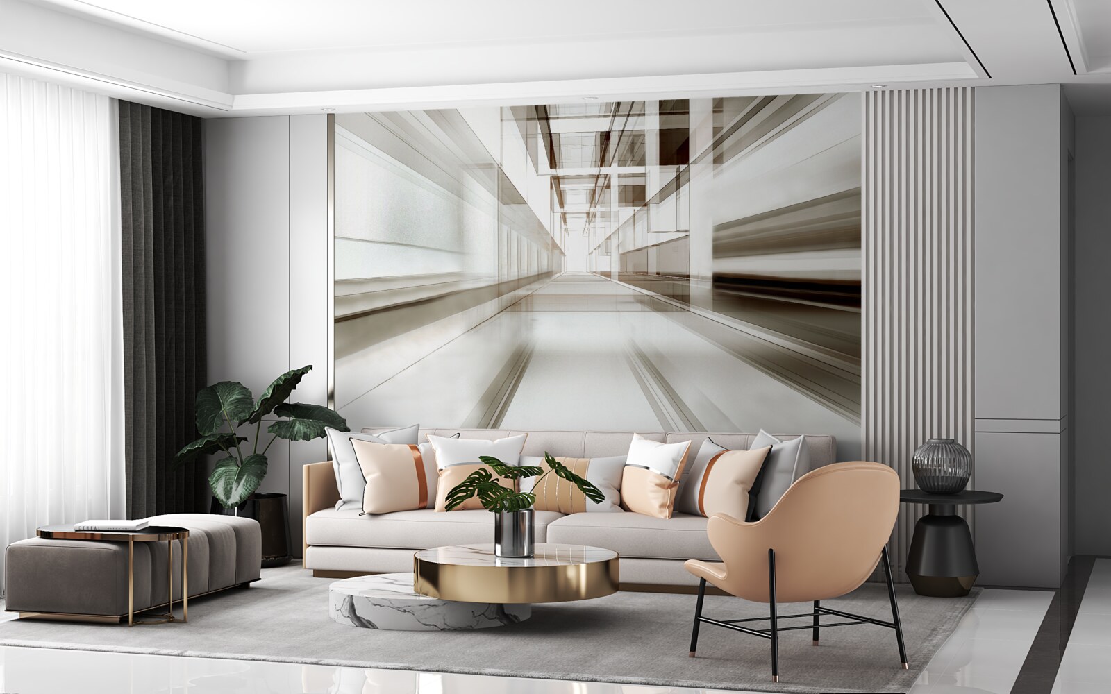 Fototapeta v budúcnosti je svetlosivý tunel